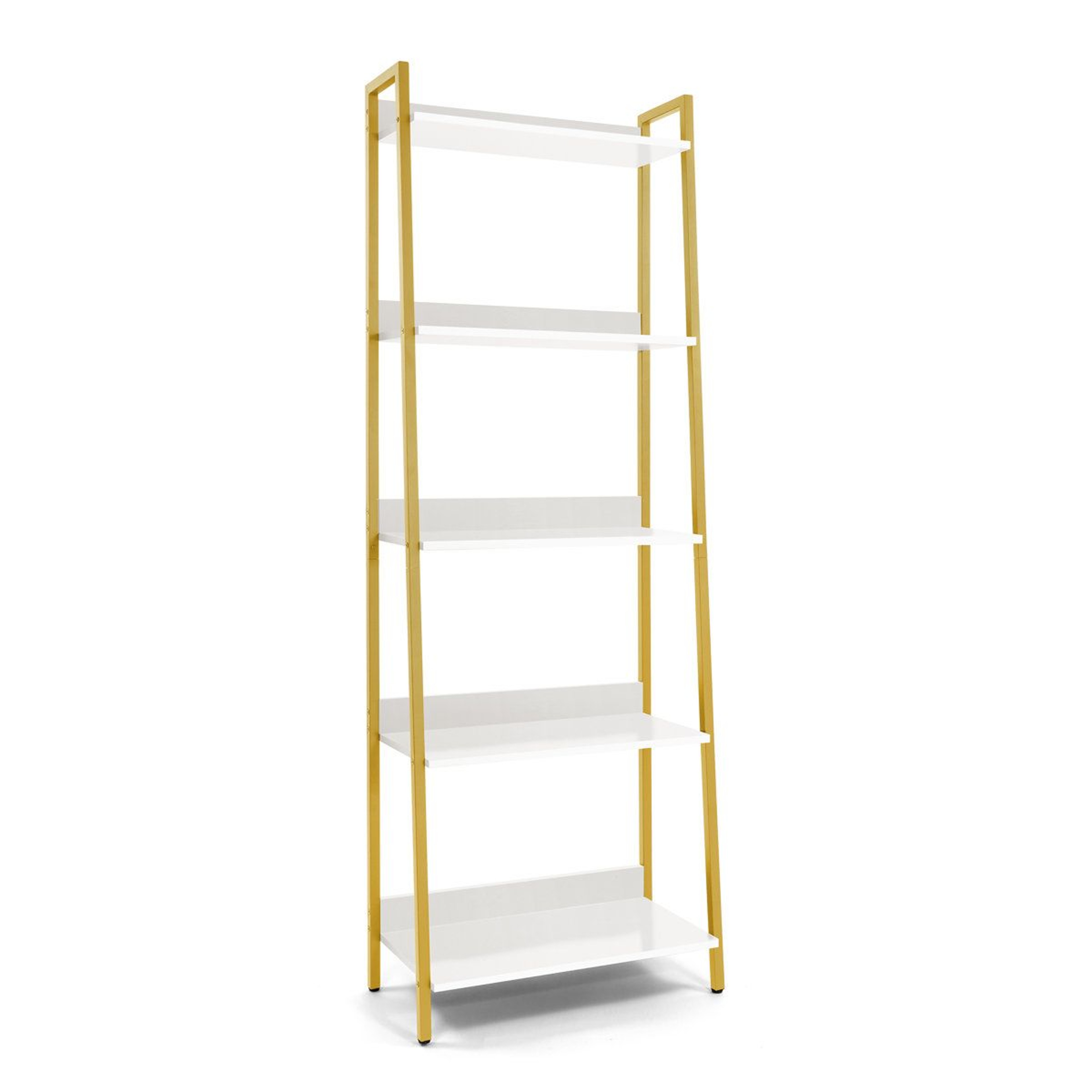 5 Tier Ladder Bookshelf Industrial Bookcase Storage Rack Organizer 1