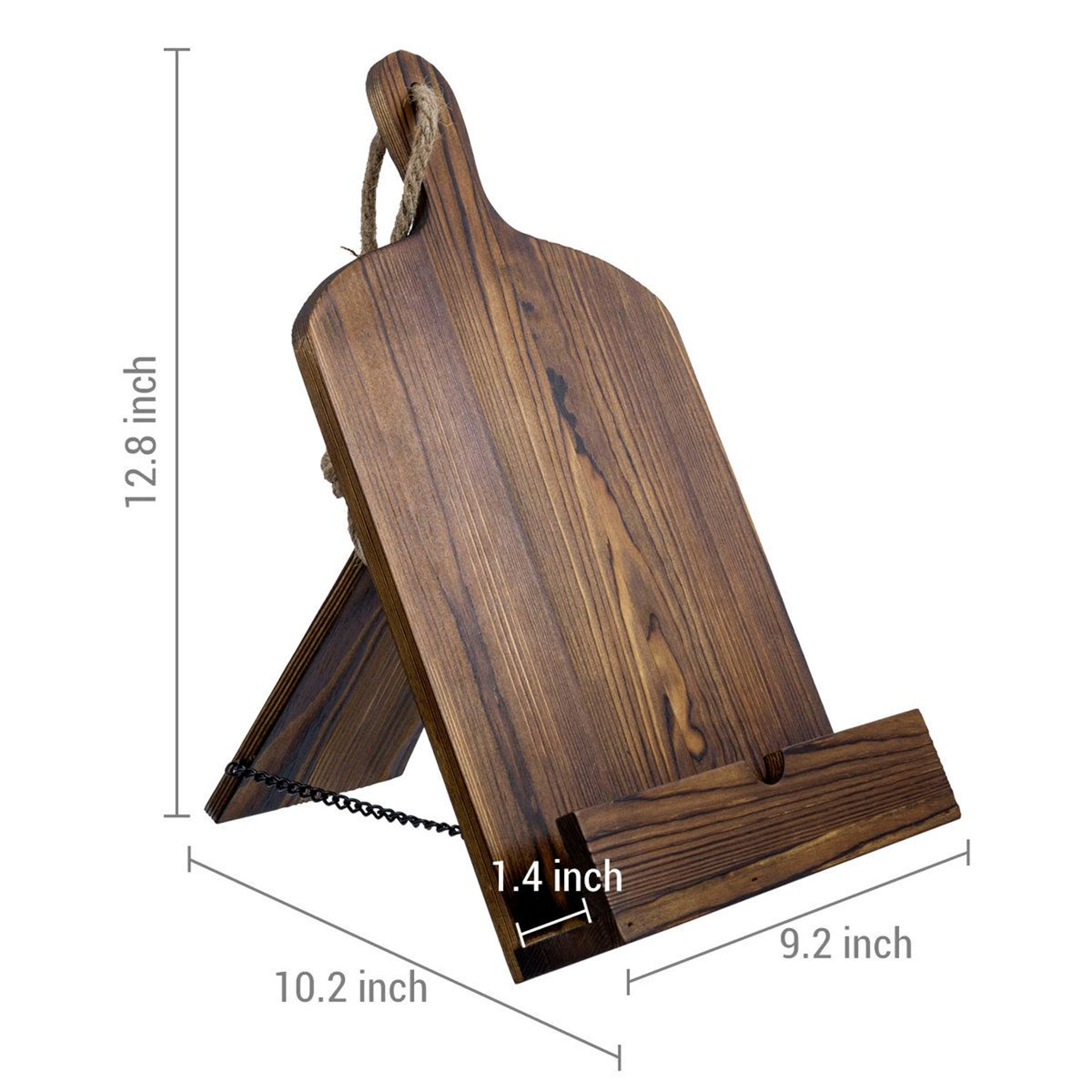 Rustic Wood Cookbook Holder Stand For Kitchen Countertop And Tablet Display 1