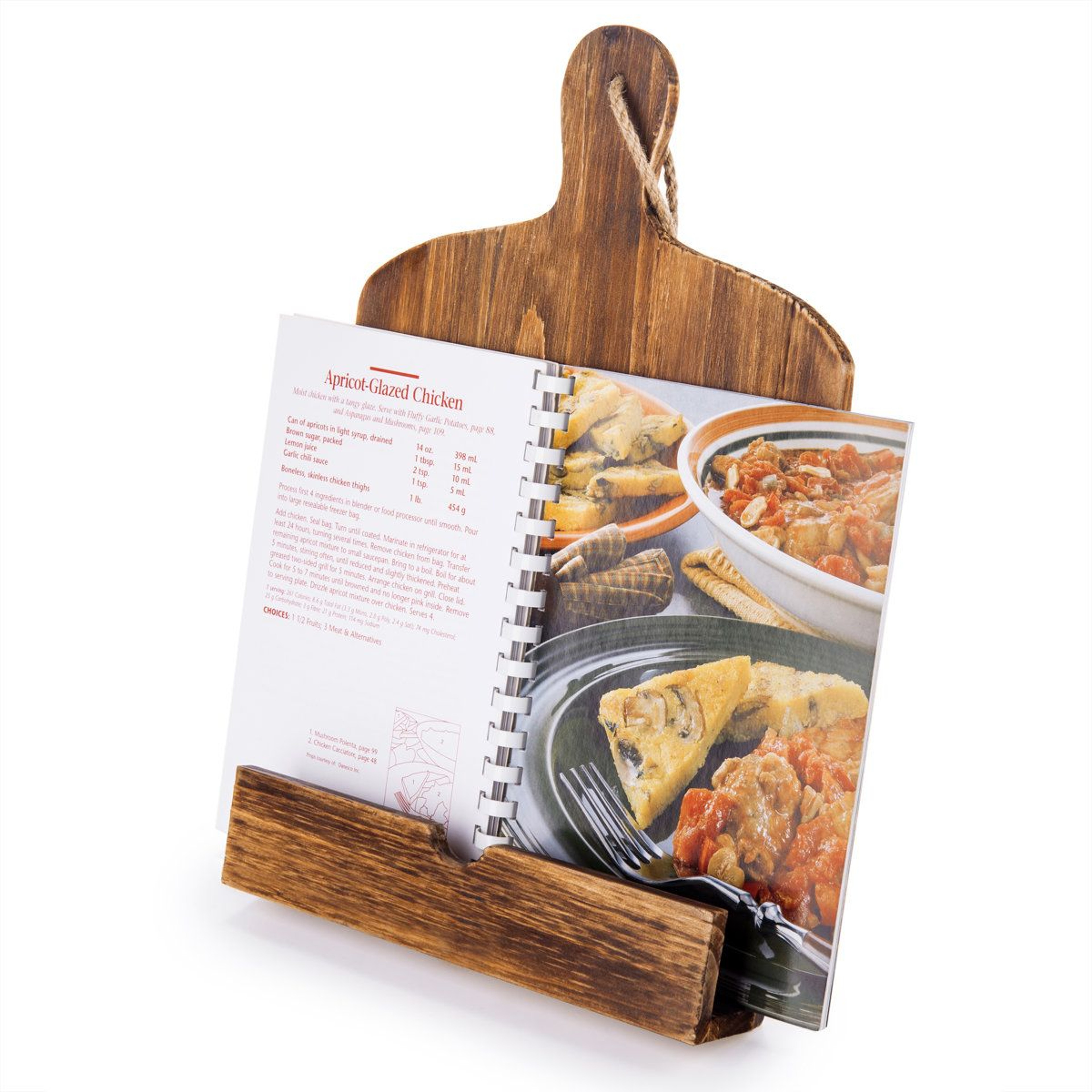 Rustic Wood Cookbook Holder Stand For Kitchen Countertop And Tablet Display 0