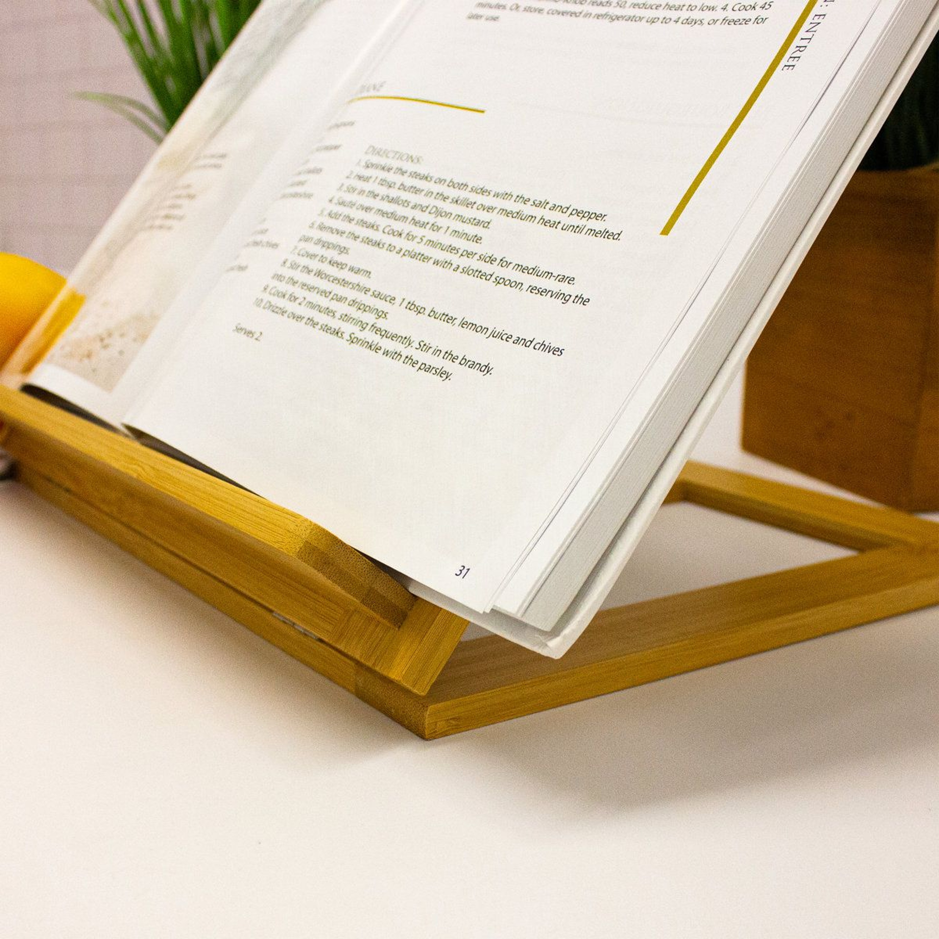 Bamboo Cookbook And Tablet Holder Adjustable Kitchen Stand 1