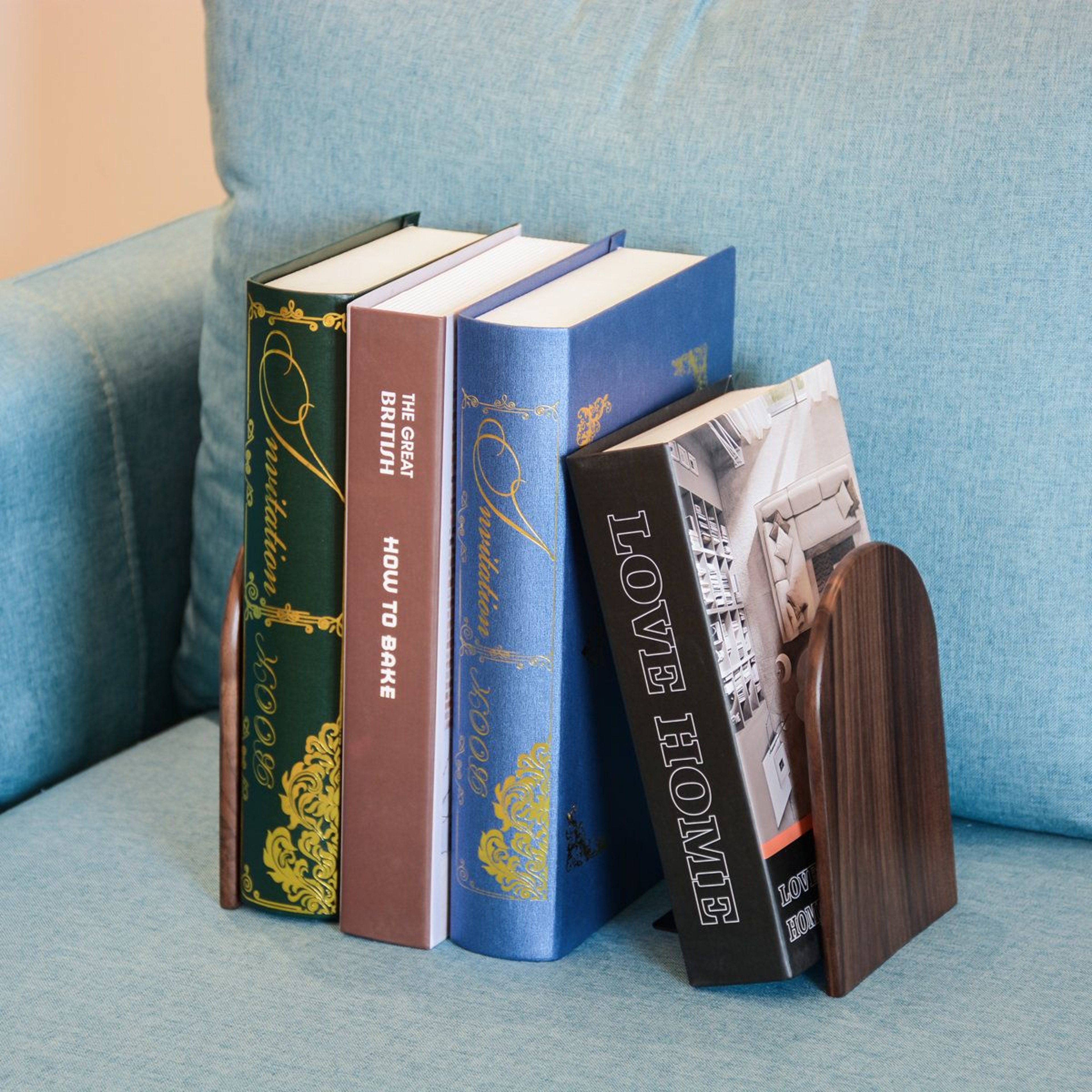Heavy Duty Walnut Wood Bookends For Heavy Books Non Skid Office Desk Organizer 6