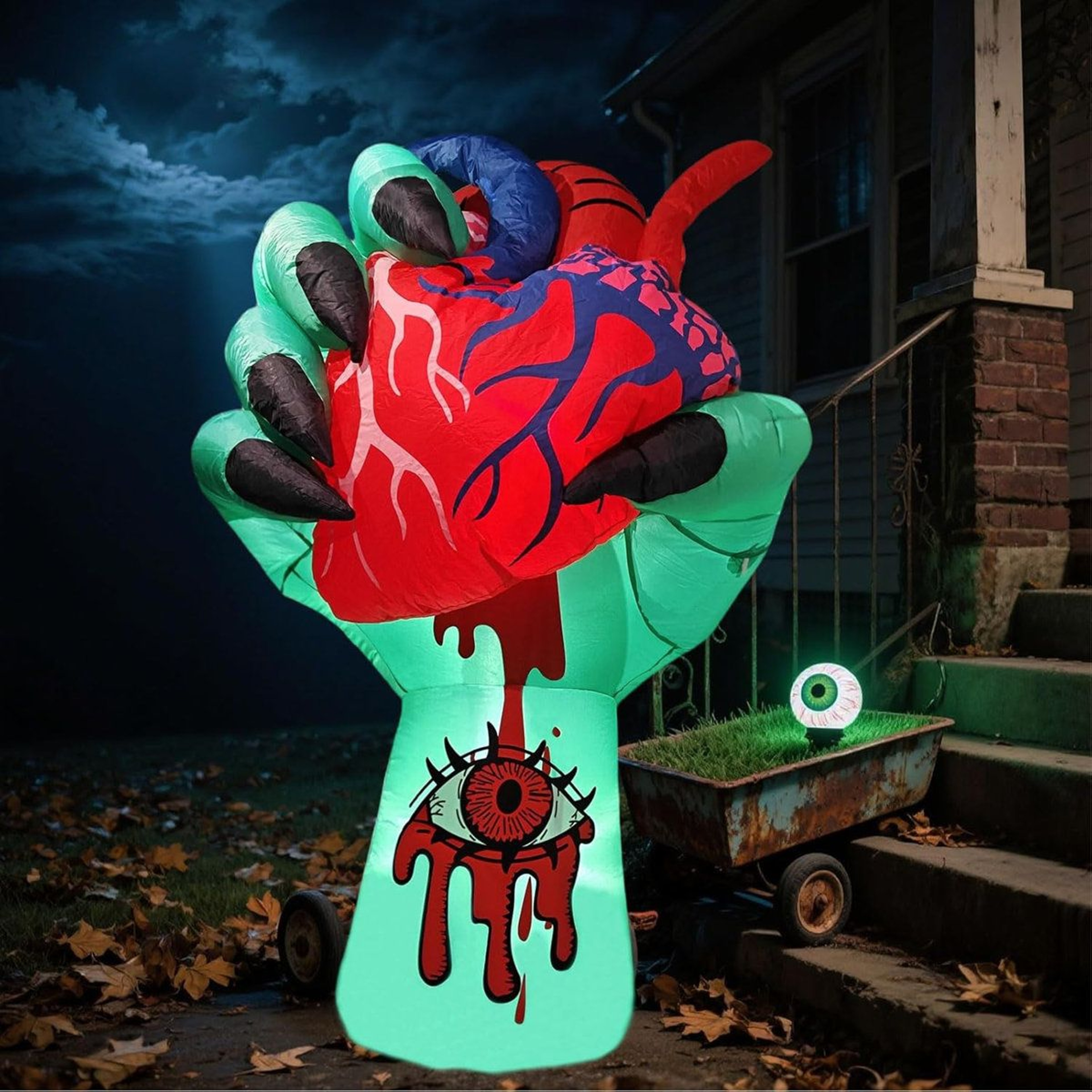 Trinx 5 FT Zombie Hand Inflatable With Pumping Heart LED Halloween Decor 0