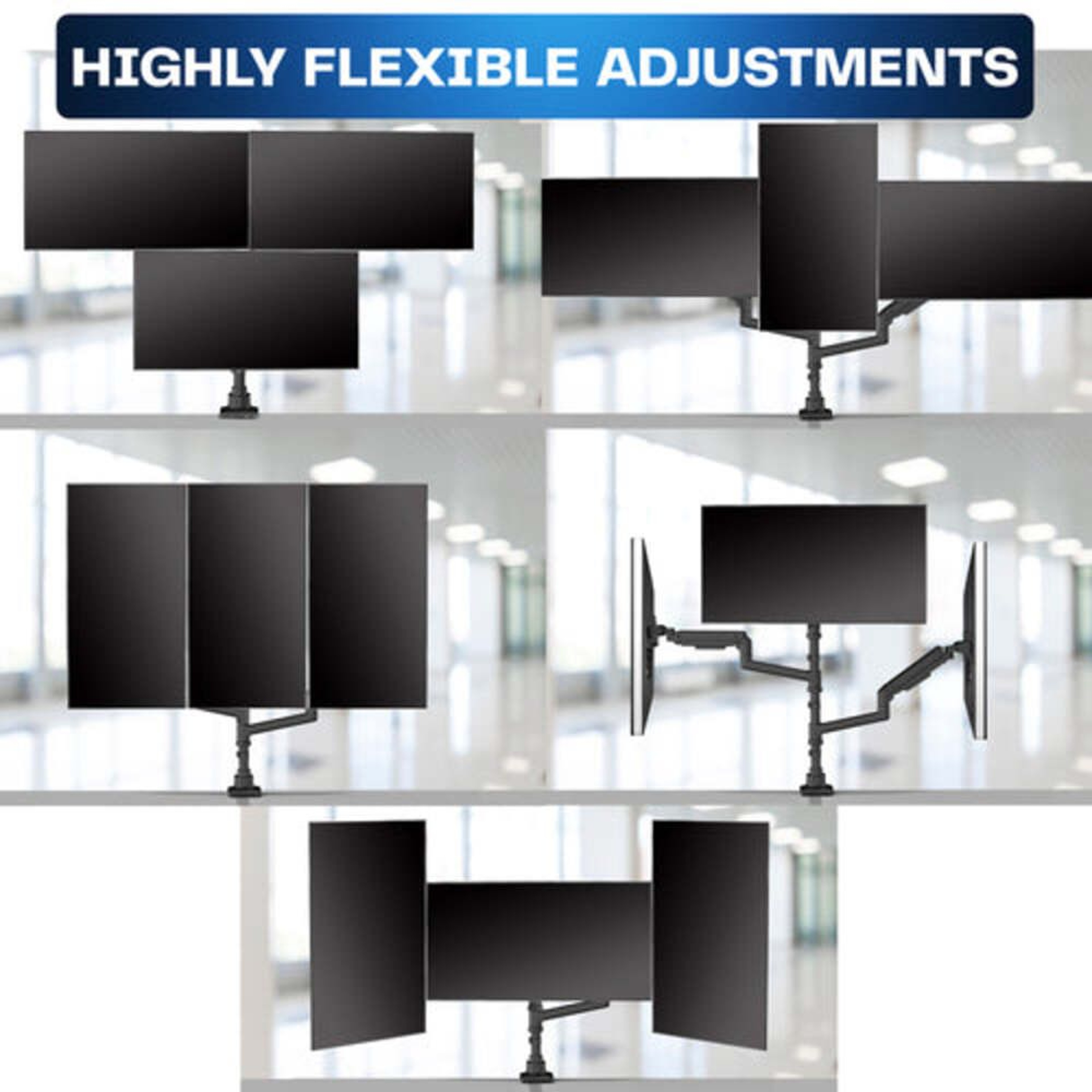 Pneumatic Triple Ultrawide Monitor Desk Mount For 49 Inch Screens 4