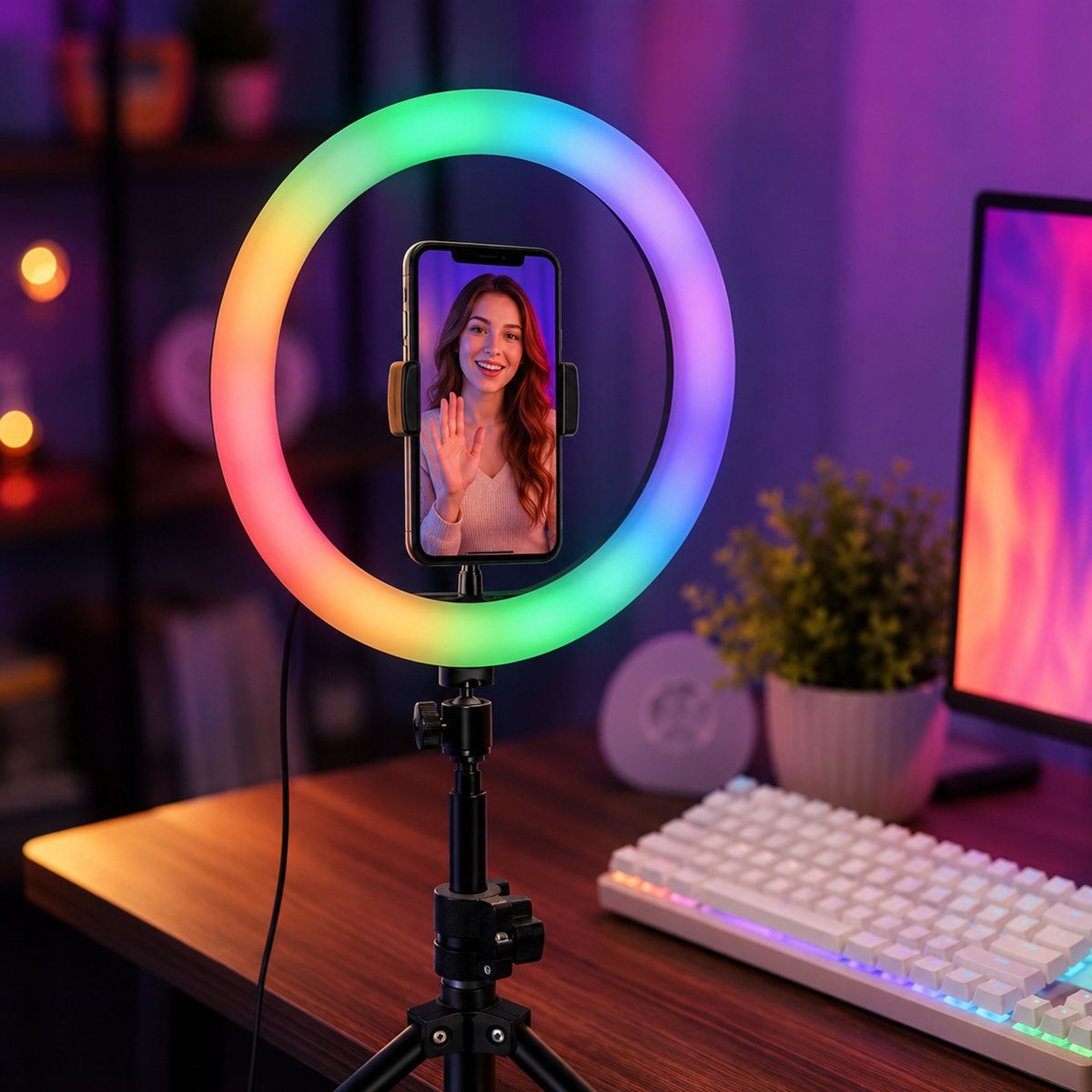 10 Inch RGB Ring Light With 63 Inch Tripod And Phone Holder Dimmable 3