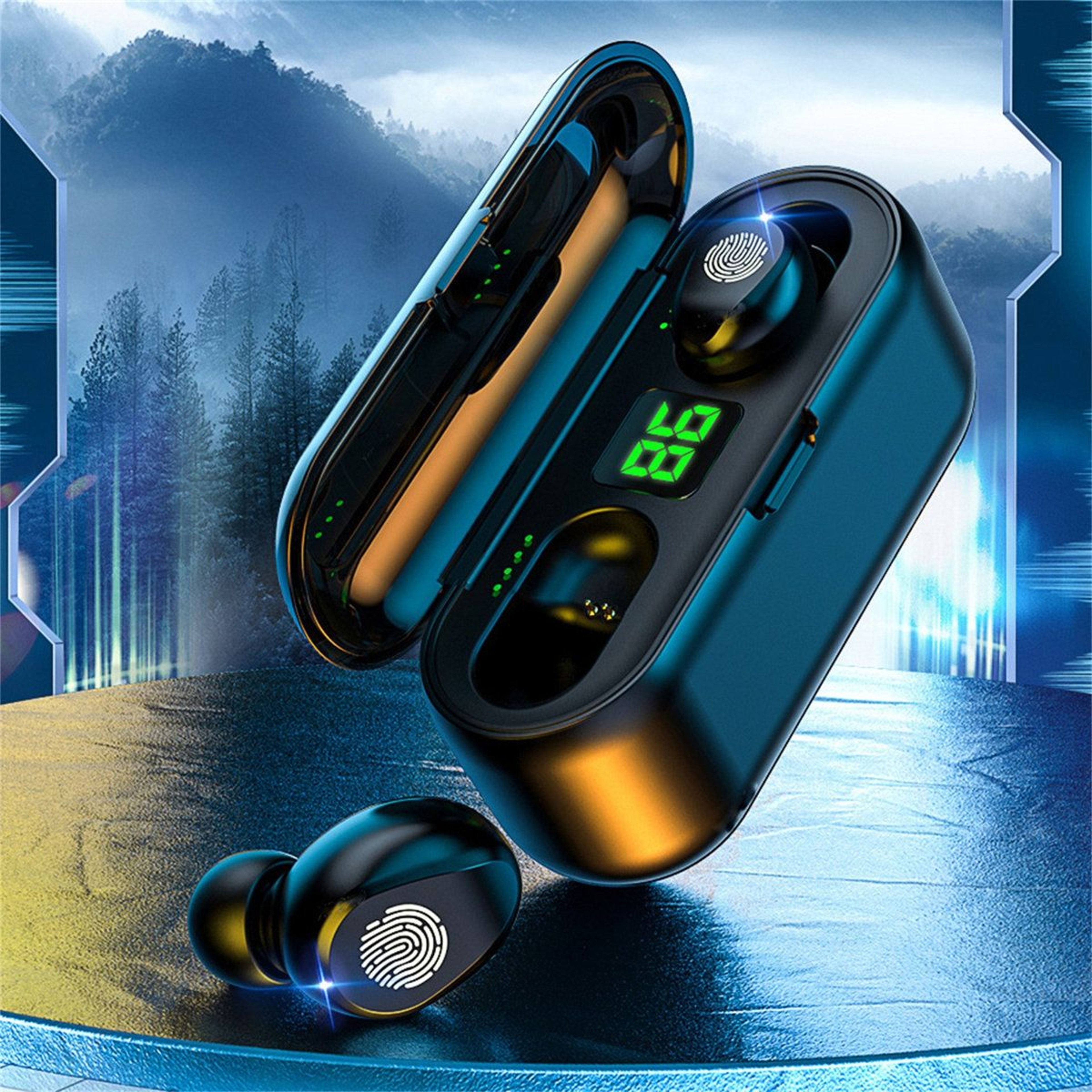 Rebrilliant Wireless Bluetooth 50 InEar Earbuds With Digital Display And IPX7 Water Resistance 1