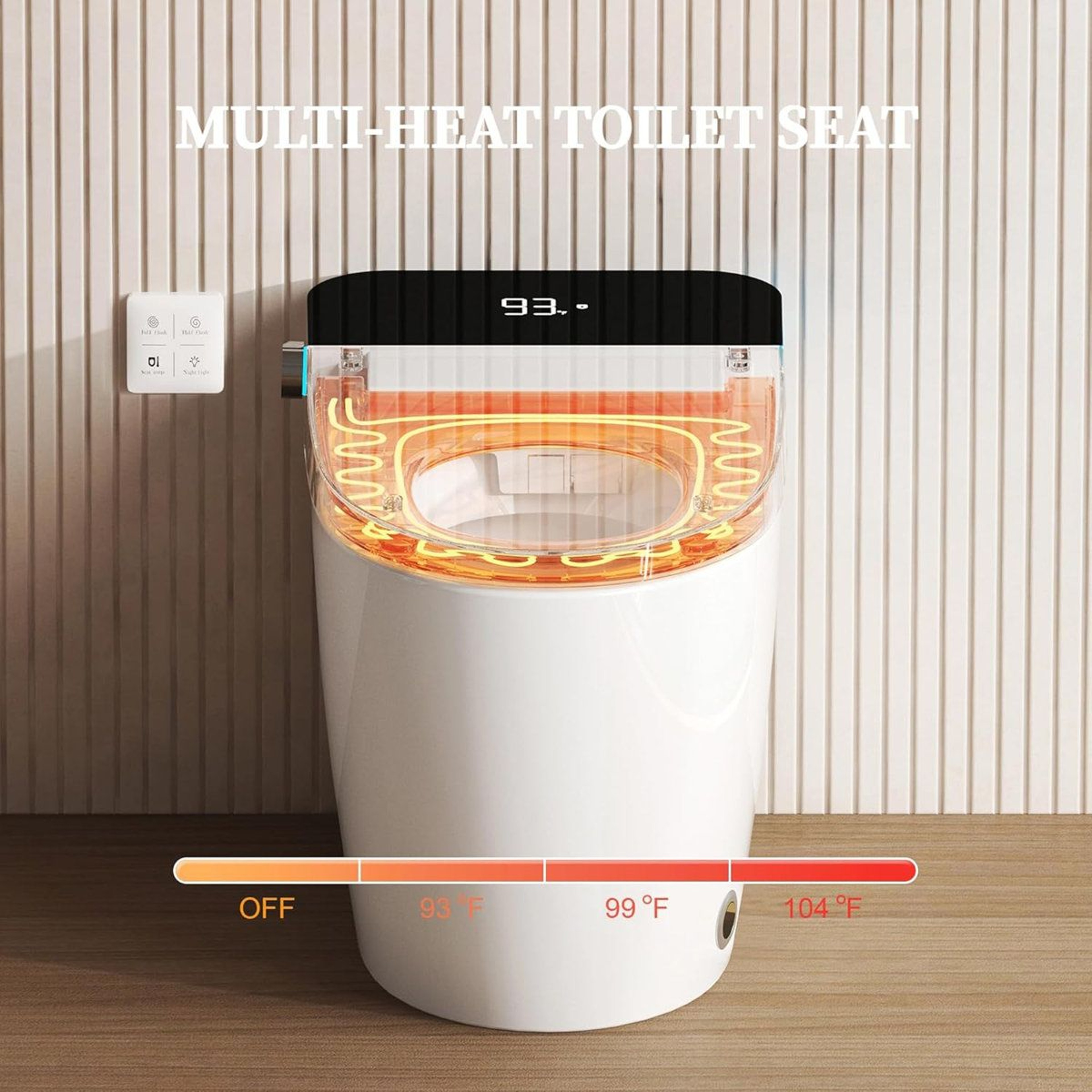 Smart Toilet With Heated Seat Automatic Flush Remote Night Light And Dual Flush 5