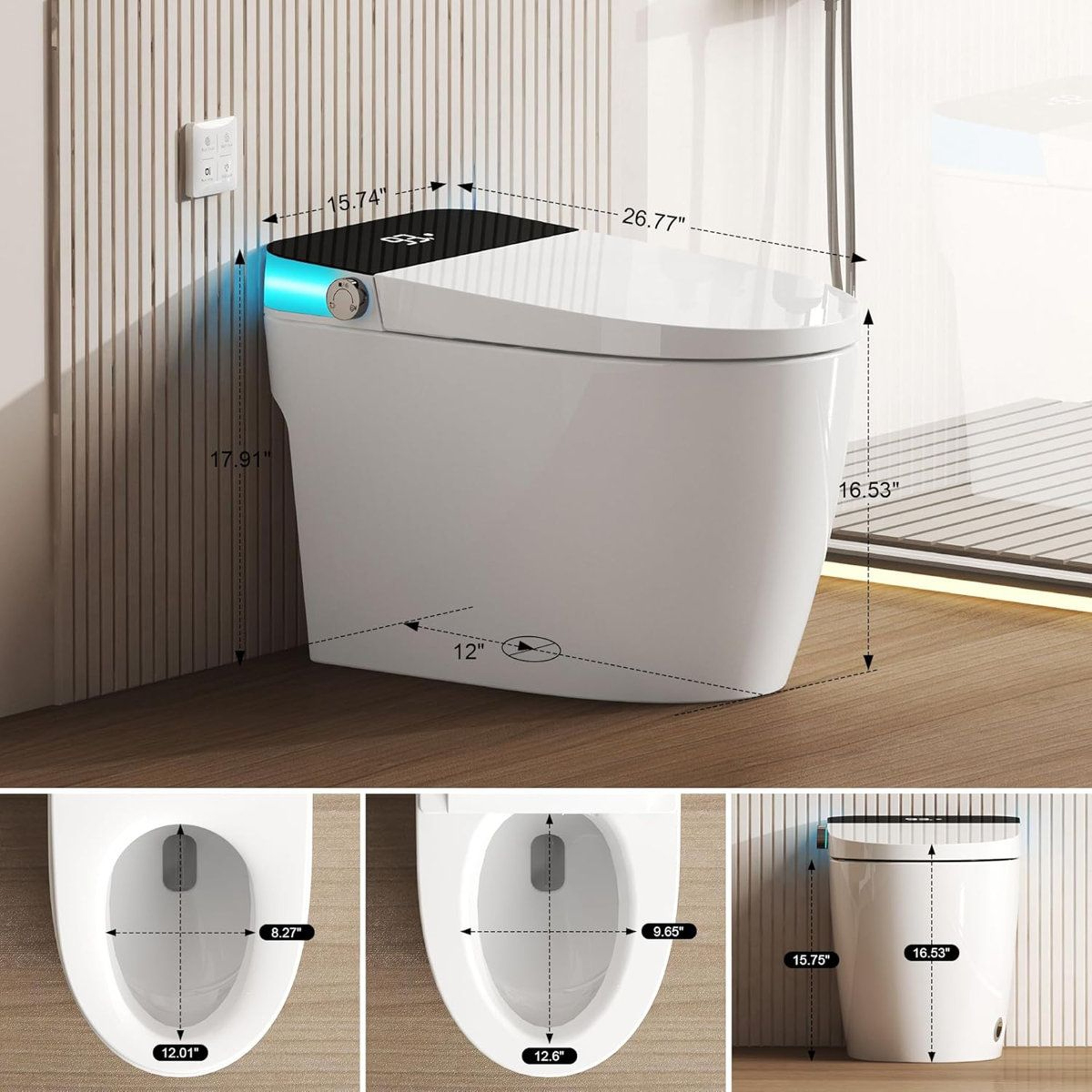Smart Toilet With Heated Seat Automatic Flush Remote Night Light And Dual Flush 1