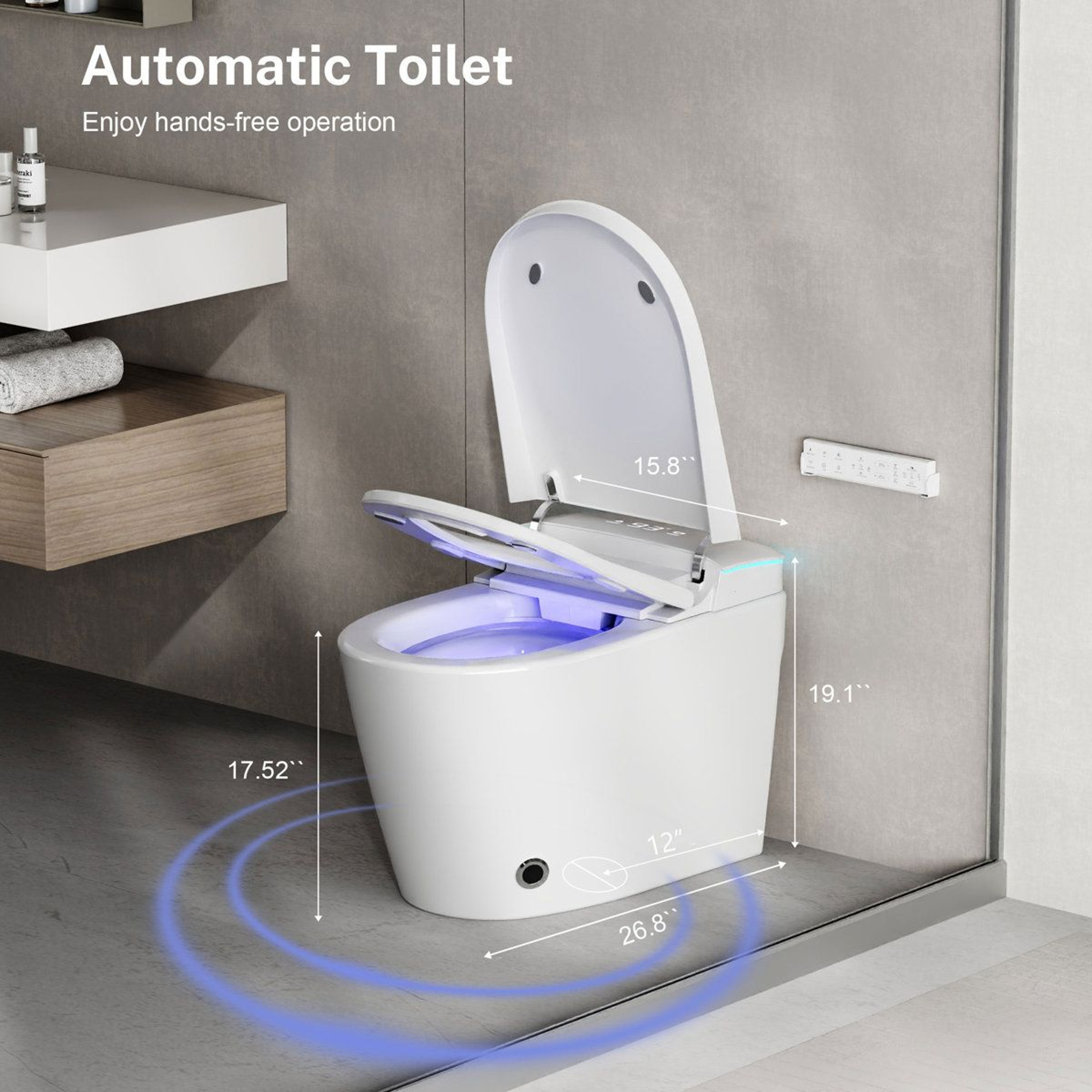 Smart Toilet With UV Sterilization Heated Seat Auto Flush And Bidet Wash 2