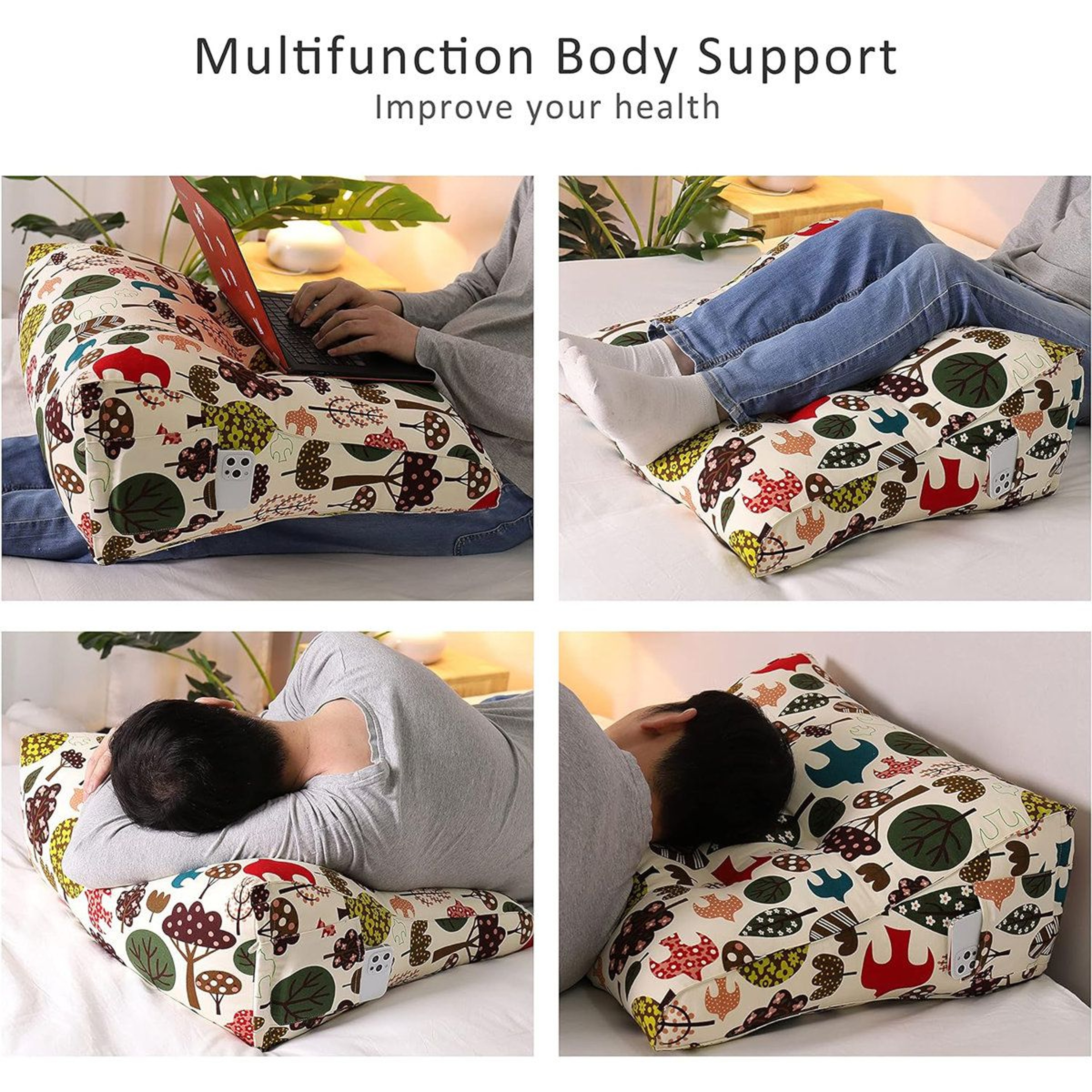 Contoured Wedge Reading Pillow With Back Support For Bed Sofa And Lounging 3