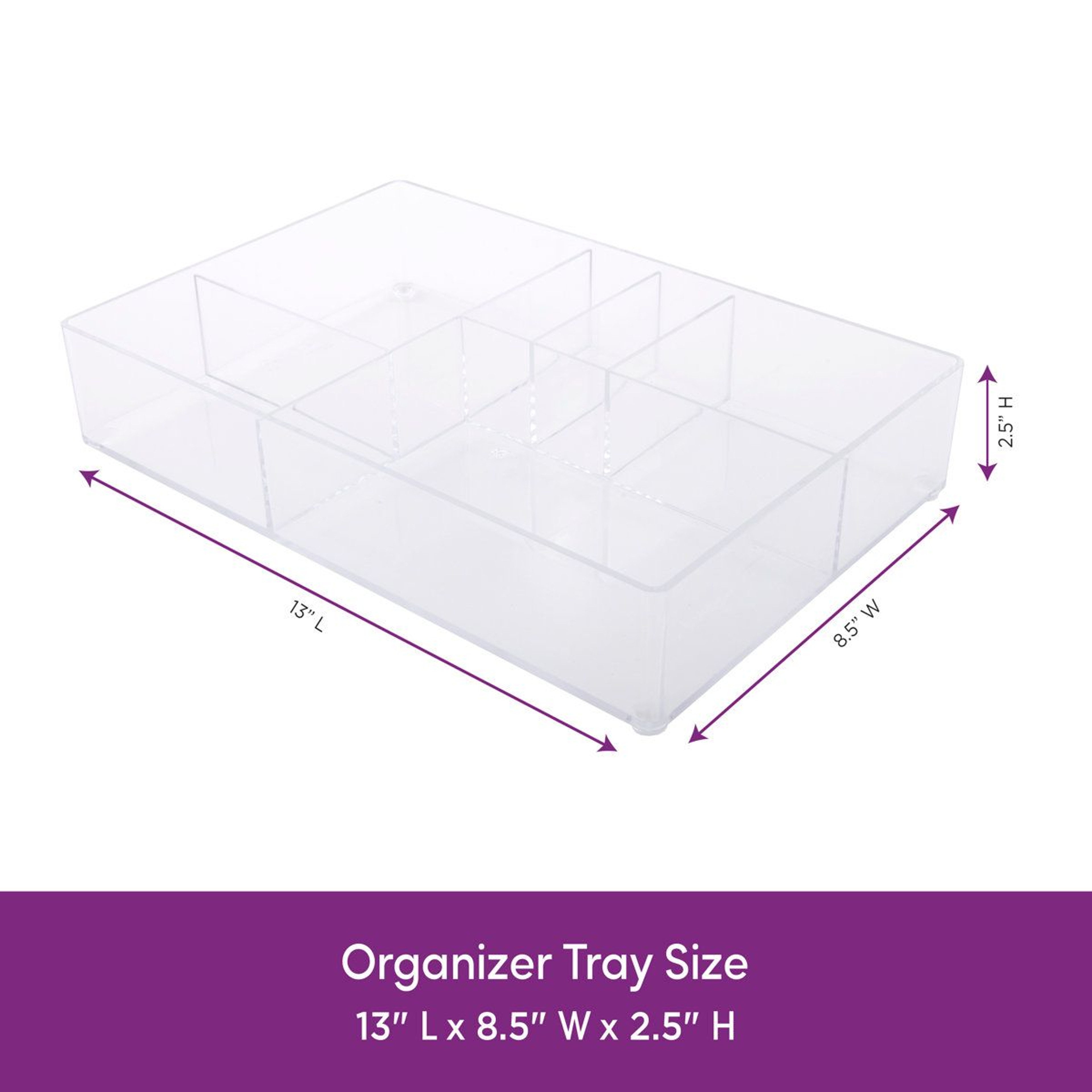 6 Compartment Clear Acrylic Organizer Tray With Non Skid Feet 2