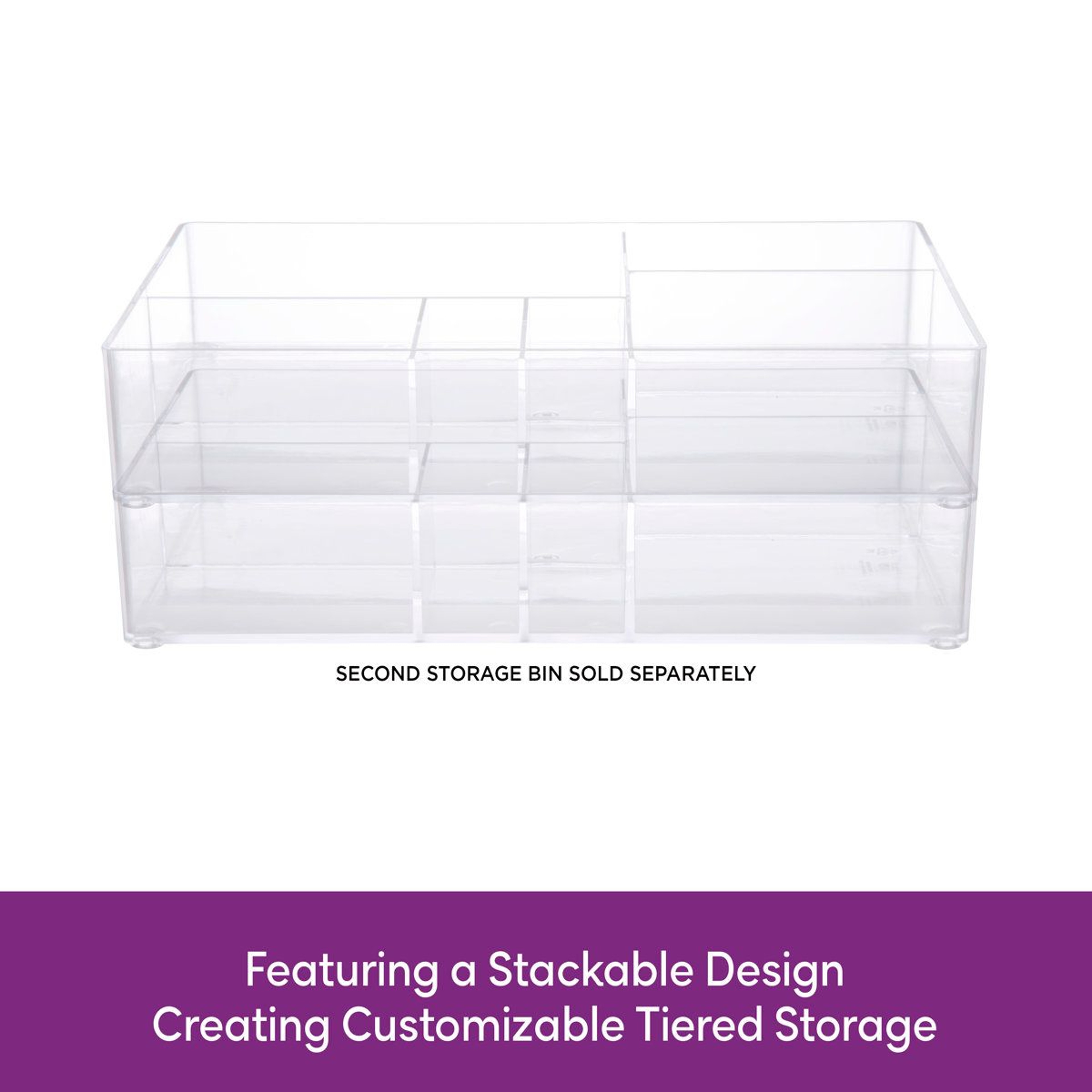 6 Compartment Clear Acrylic Organizer Tray With Non Skid Feet 3
