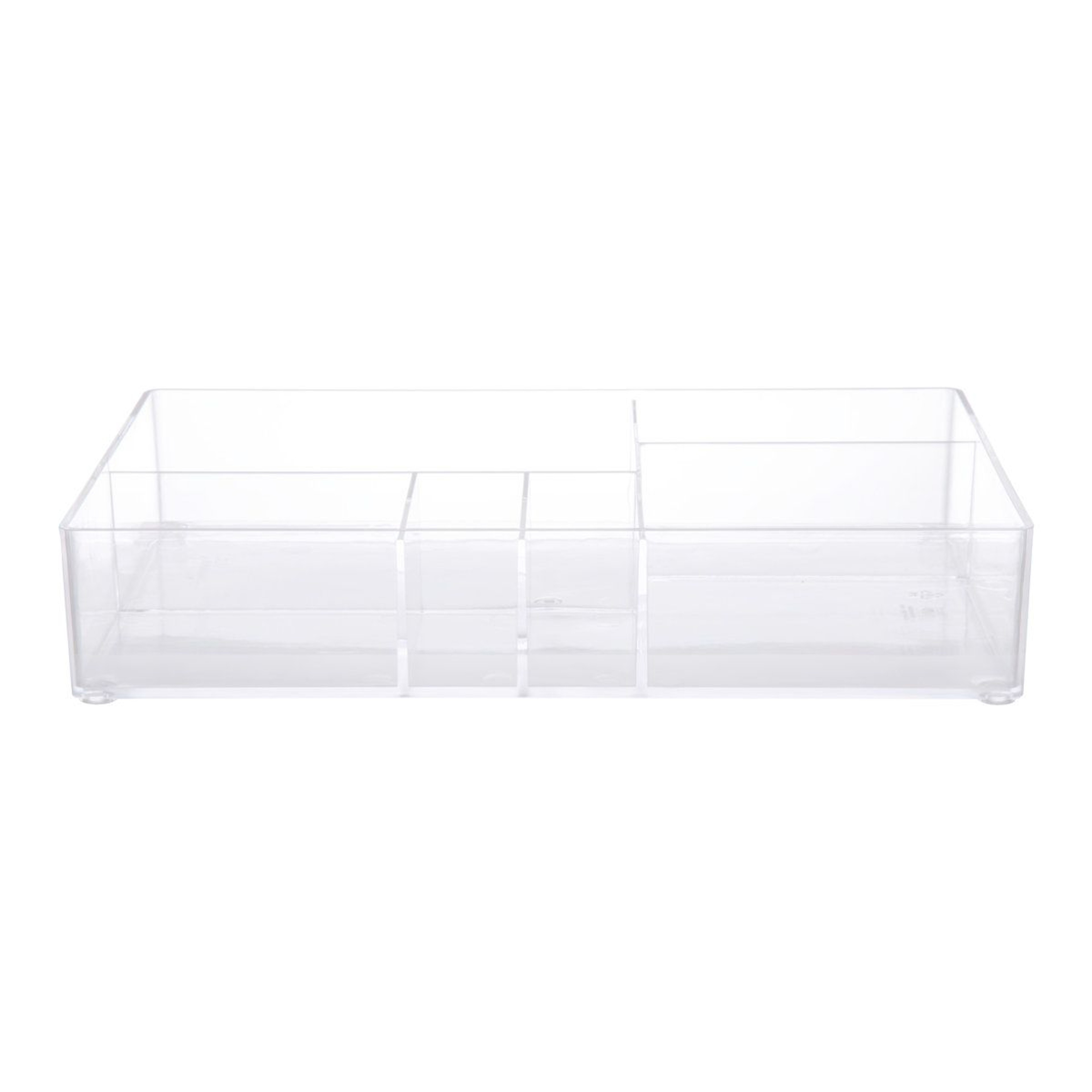 6 Compartment Clear Acrylic Organizer Tray With Non Skid Feet 0