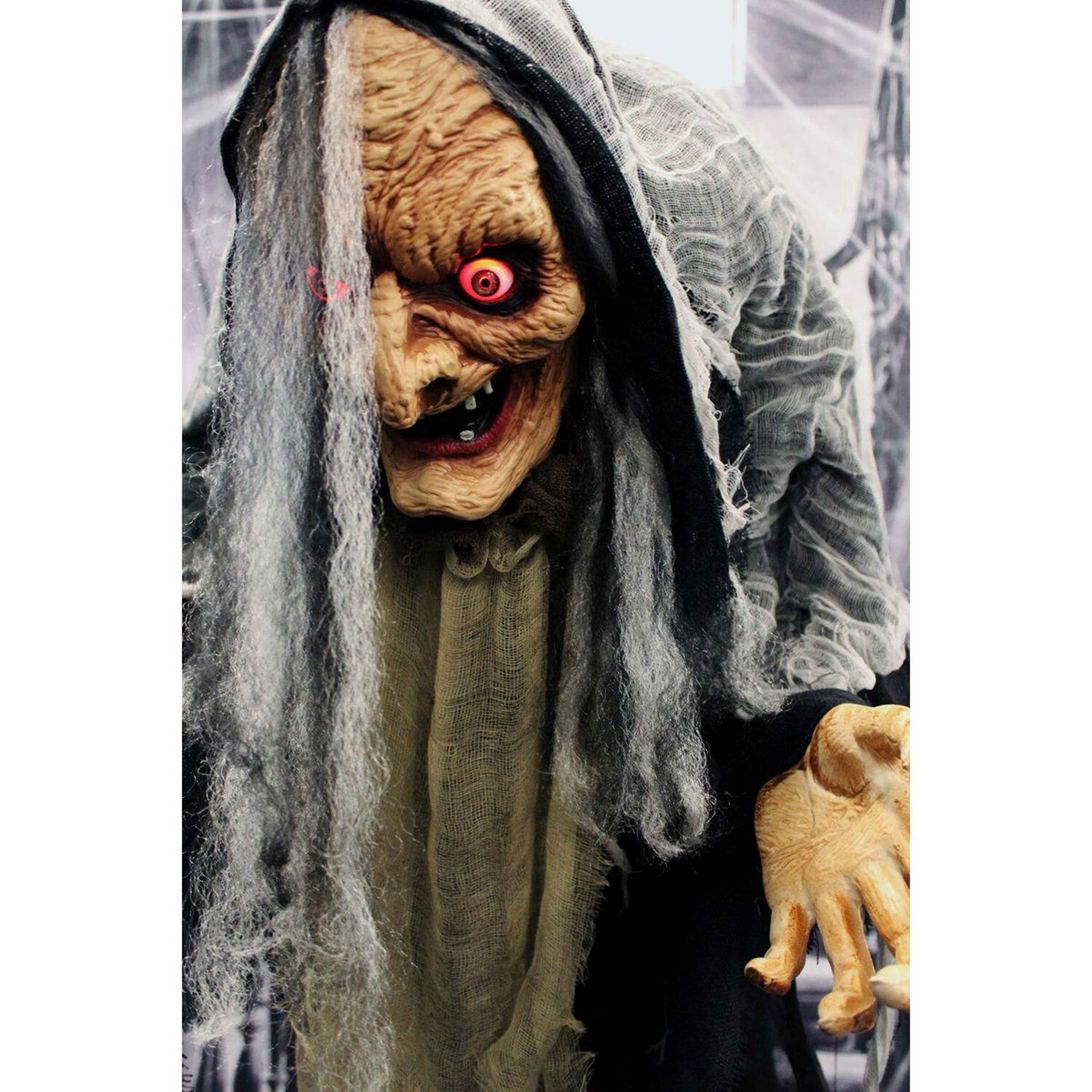 53 Ft Animatronic Haunted Witch Display With LED Eyes And Sound 7