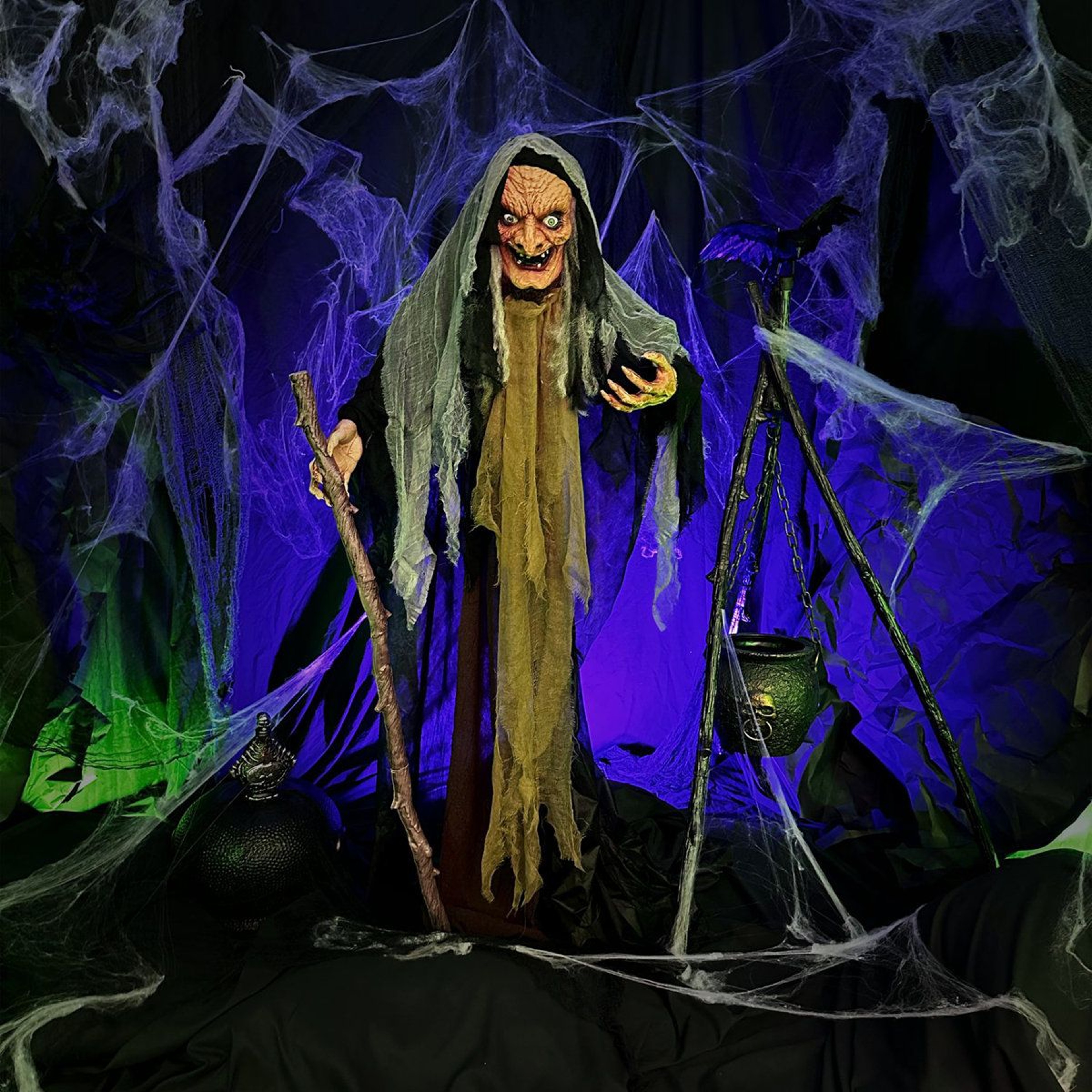 53 Ft Animatronic Haunted Witch Display With LED Eyes And Sound 6