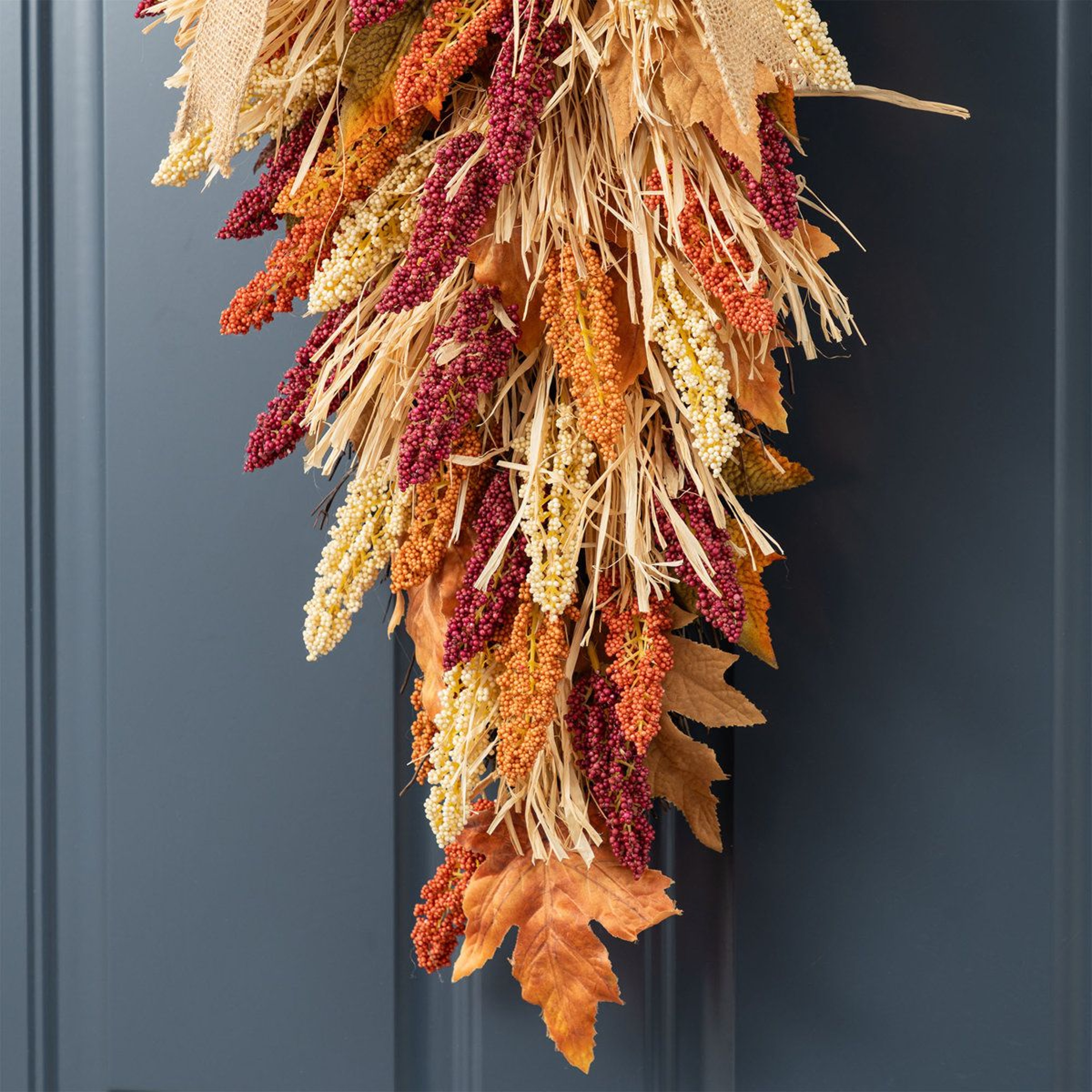 28 Inch MultiColored Sorghum Teardrop Fall Floral Swag 6