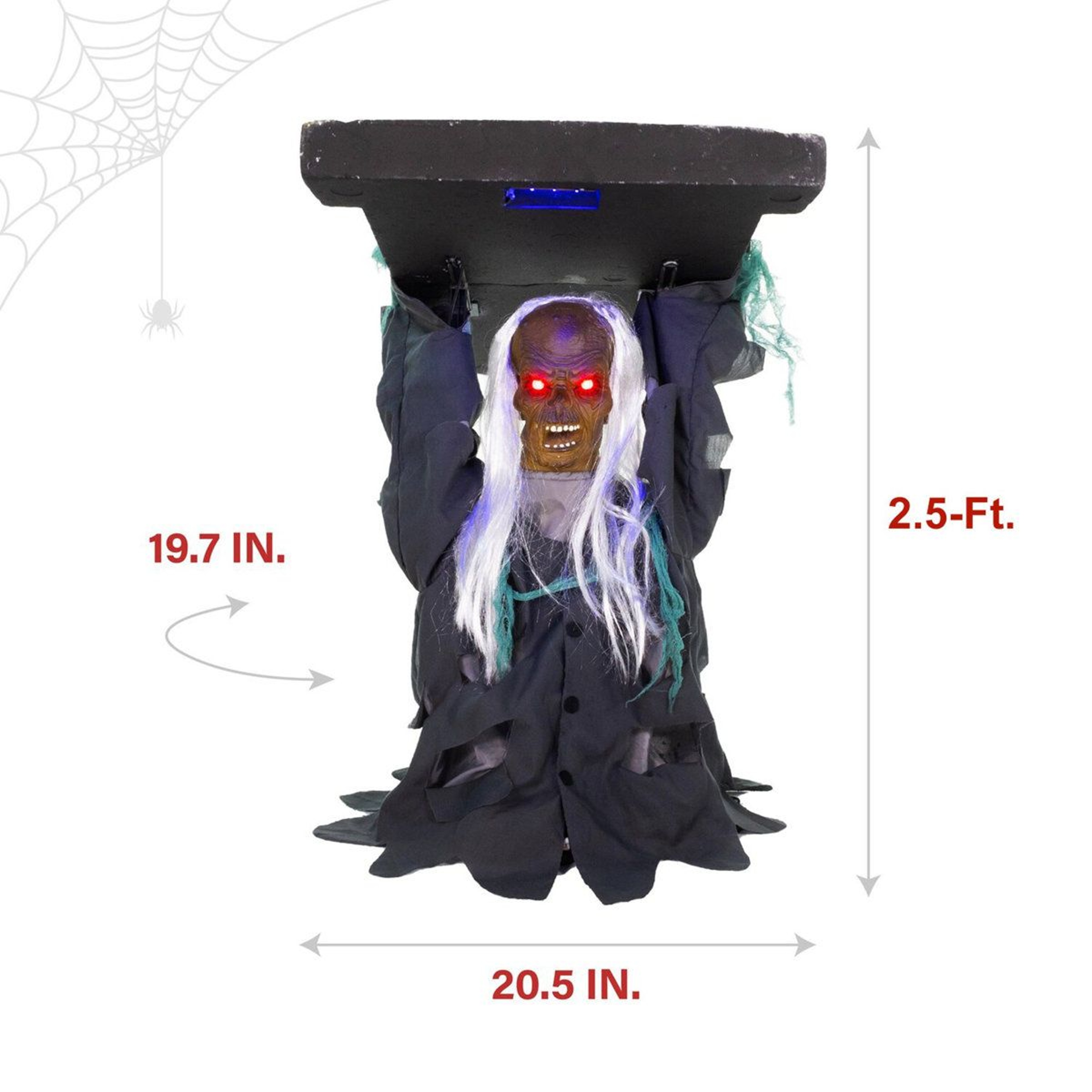 Sound Activated Zombie Tombstone Lifter Animatronic With LED Eyes 2