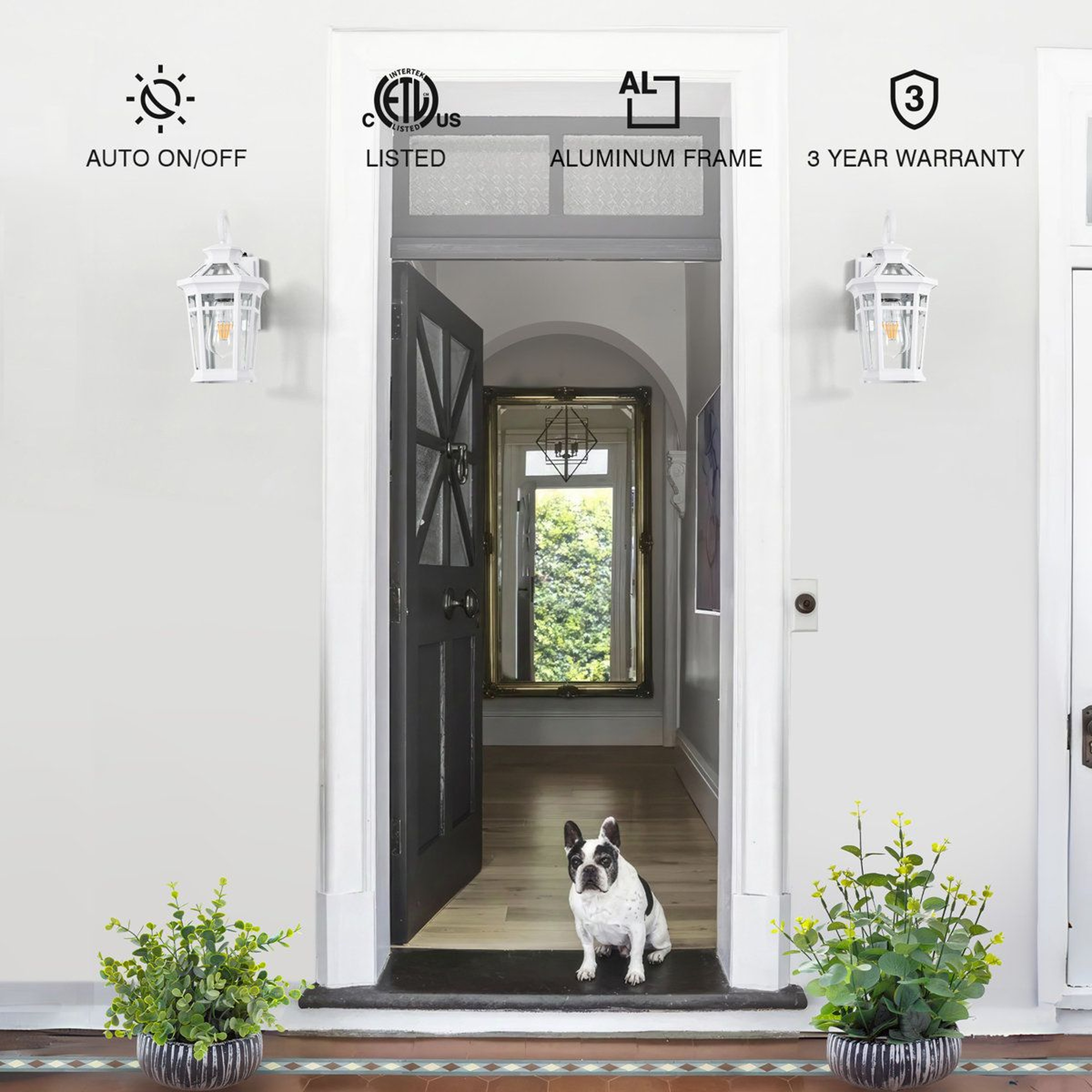 2 Pack Outdoor Wall Lanterns With Dusk To Dawn Sensor 4