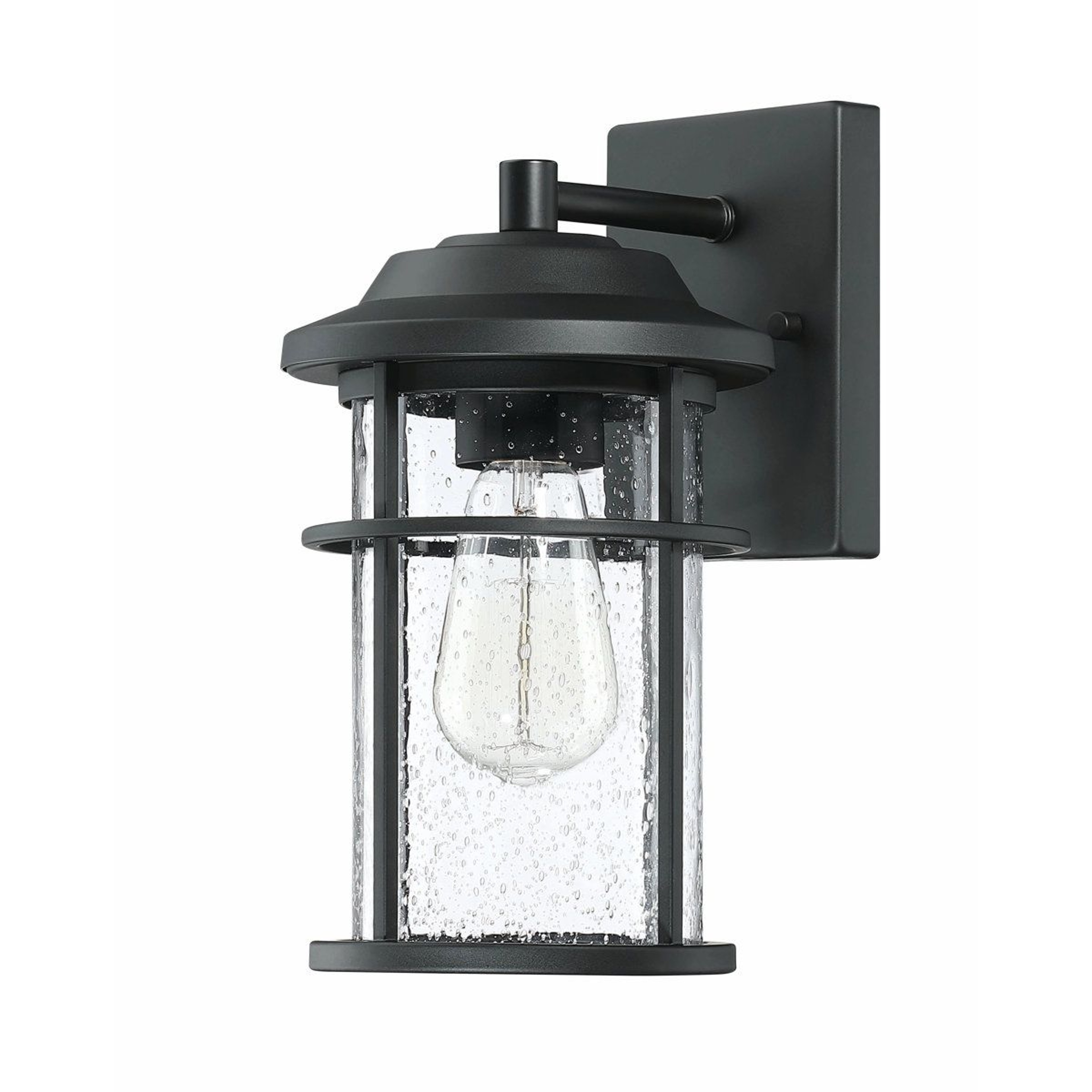 Outdoor Wall Lantern With Seeded Glass And Matte Black Finish 0
