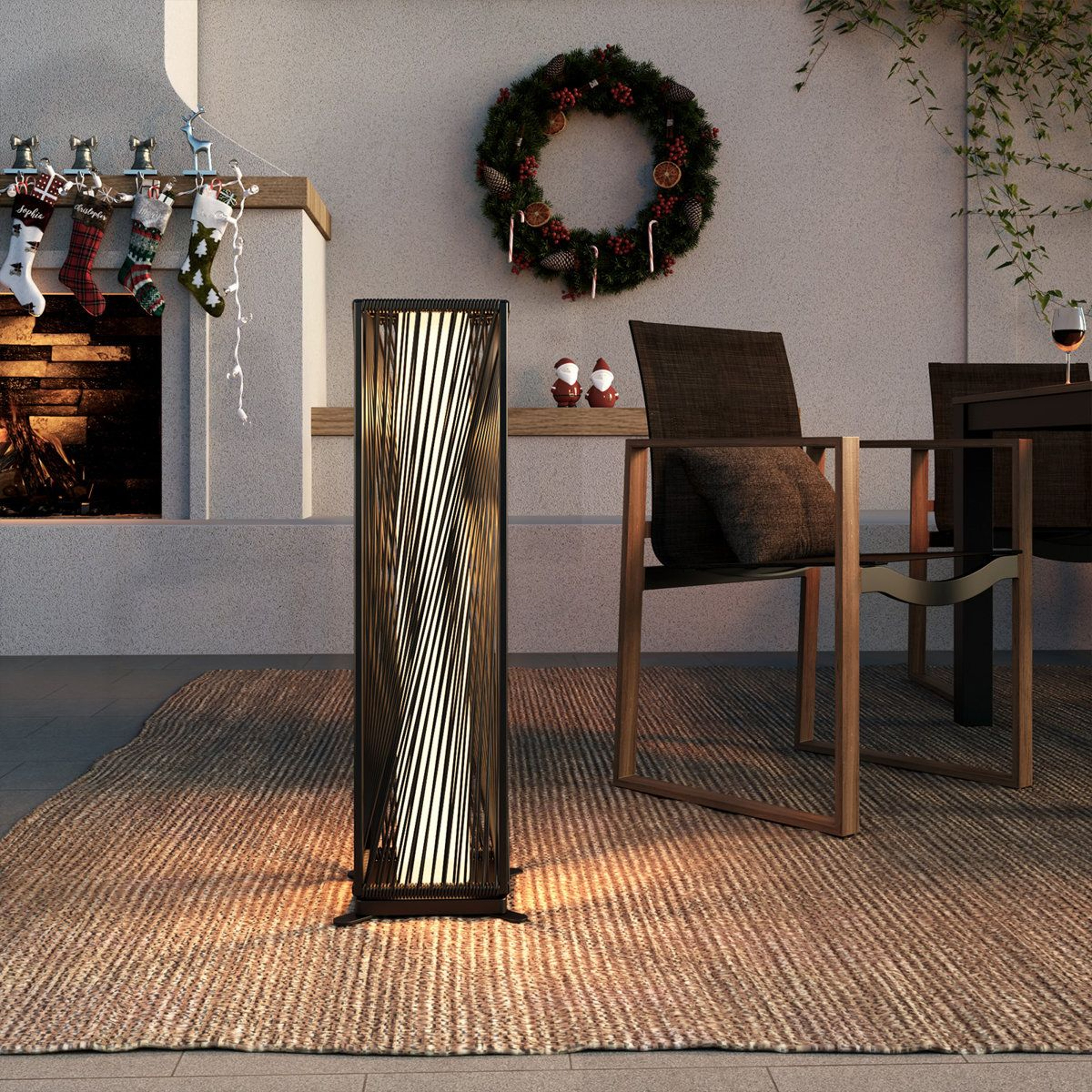 Solar Powered Wicker Outdoor Floor Lamps Set Of 2 With Integrated LED 1