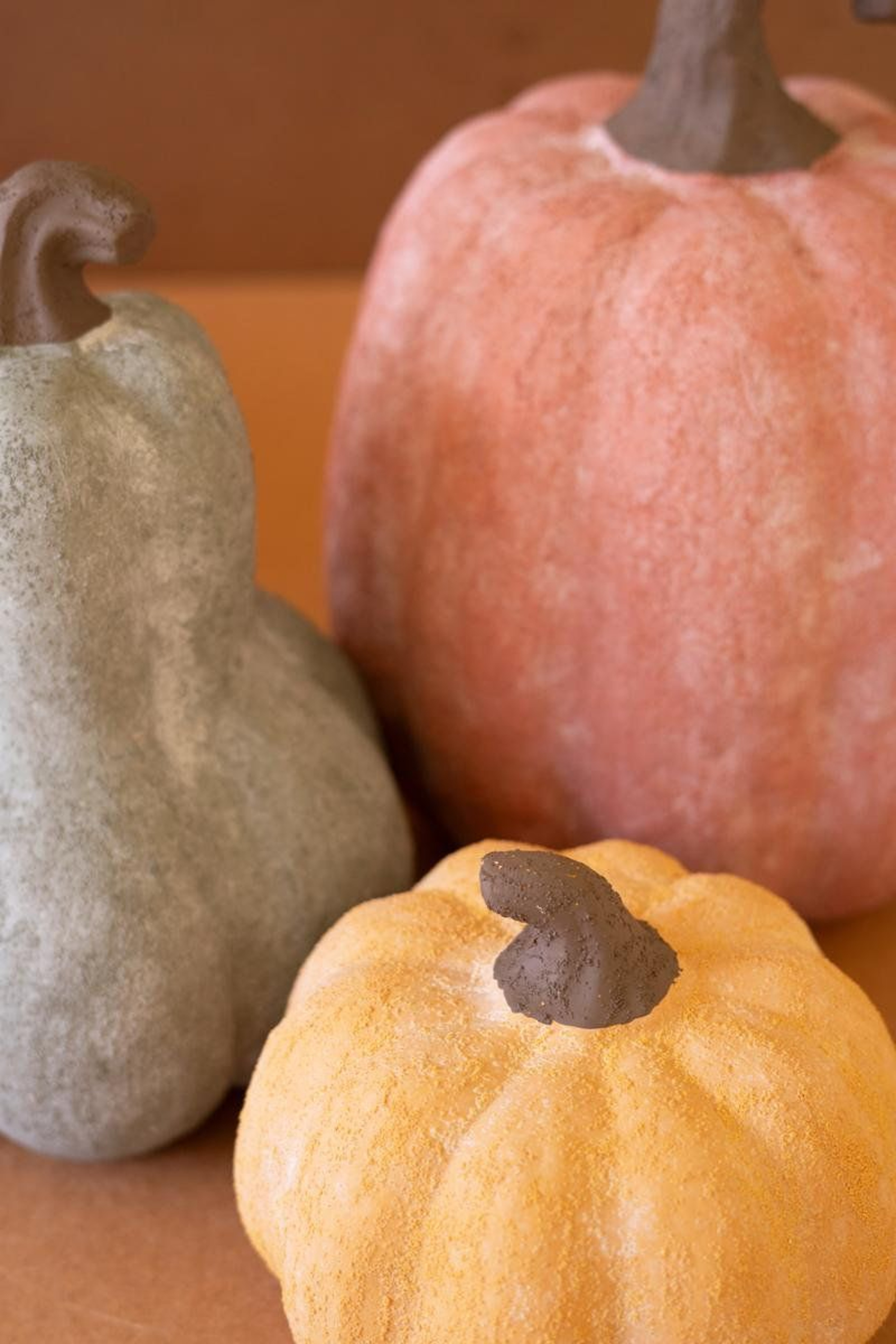 Terracotta Pumpkin Decor Set Of 3 With Distressed Finish 5