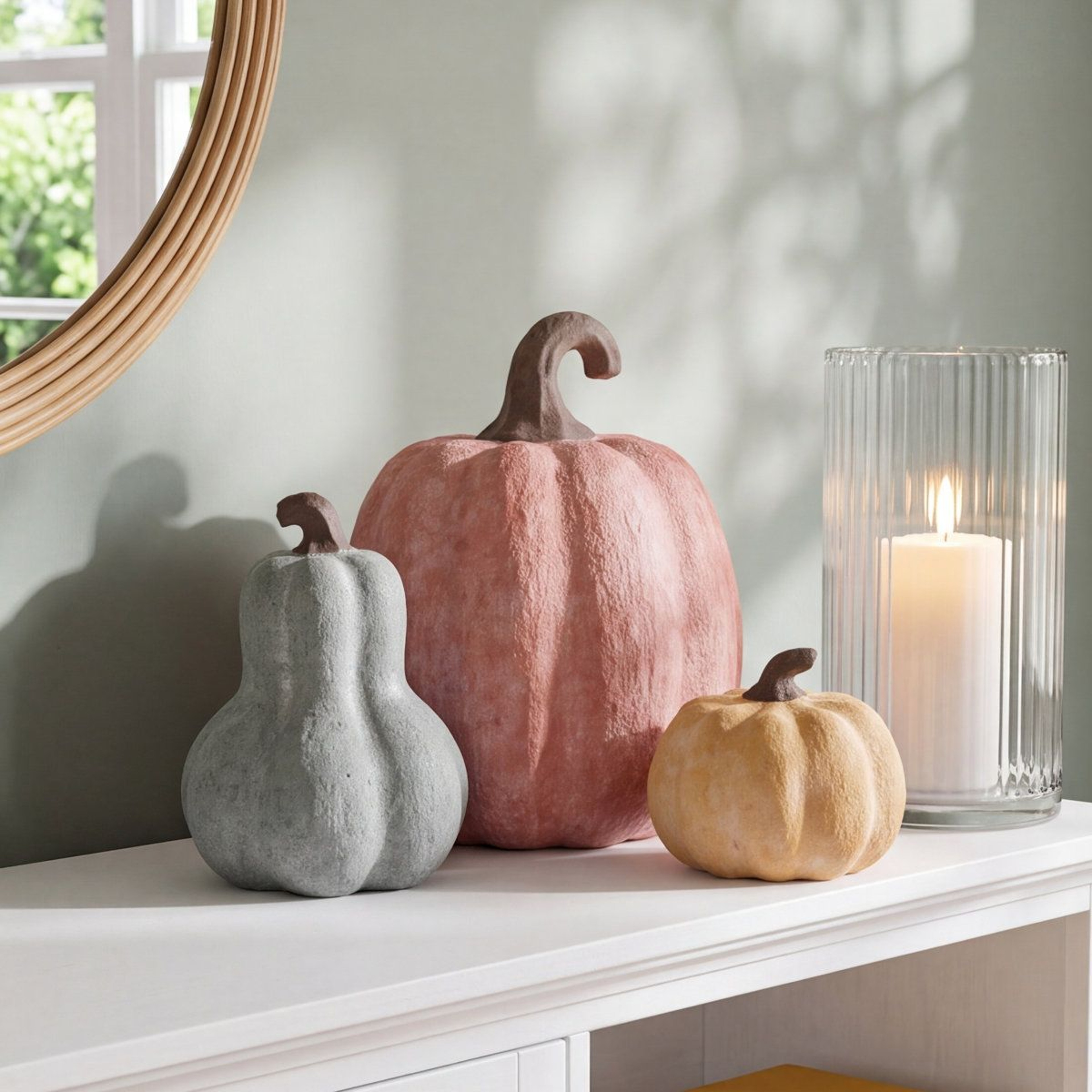 Terracotta Pumpkin Decor Set Of 3 With Distressed Finish 1