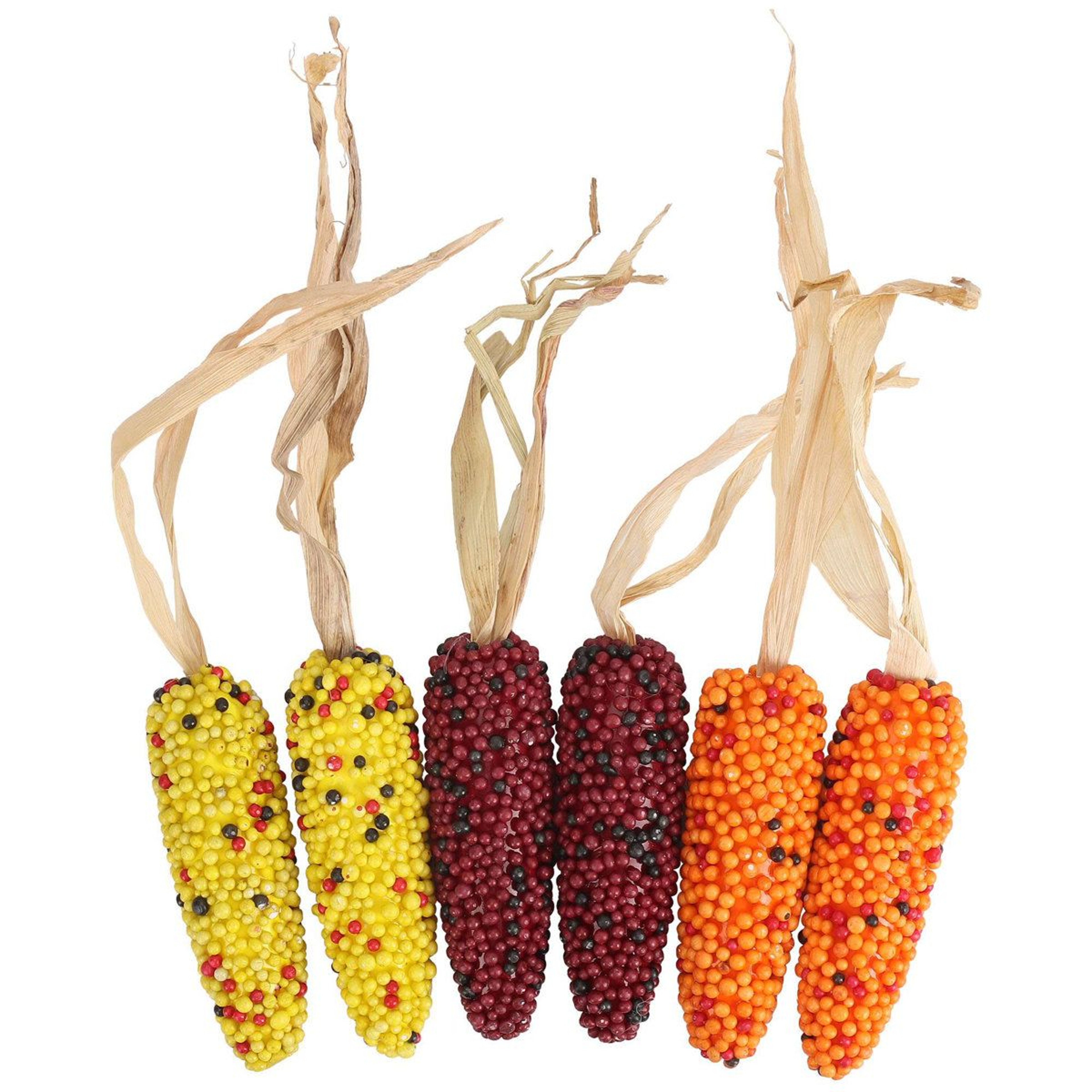 6Pack Artificial Corn Harvest Decorations In Yellow Red And Orange 0