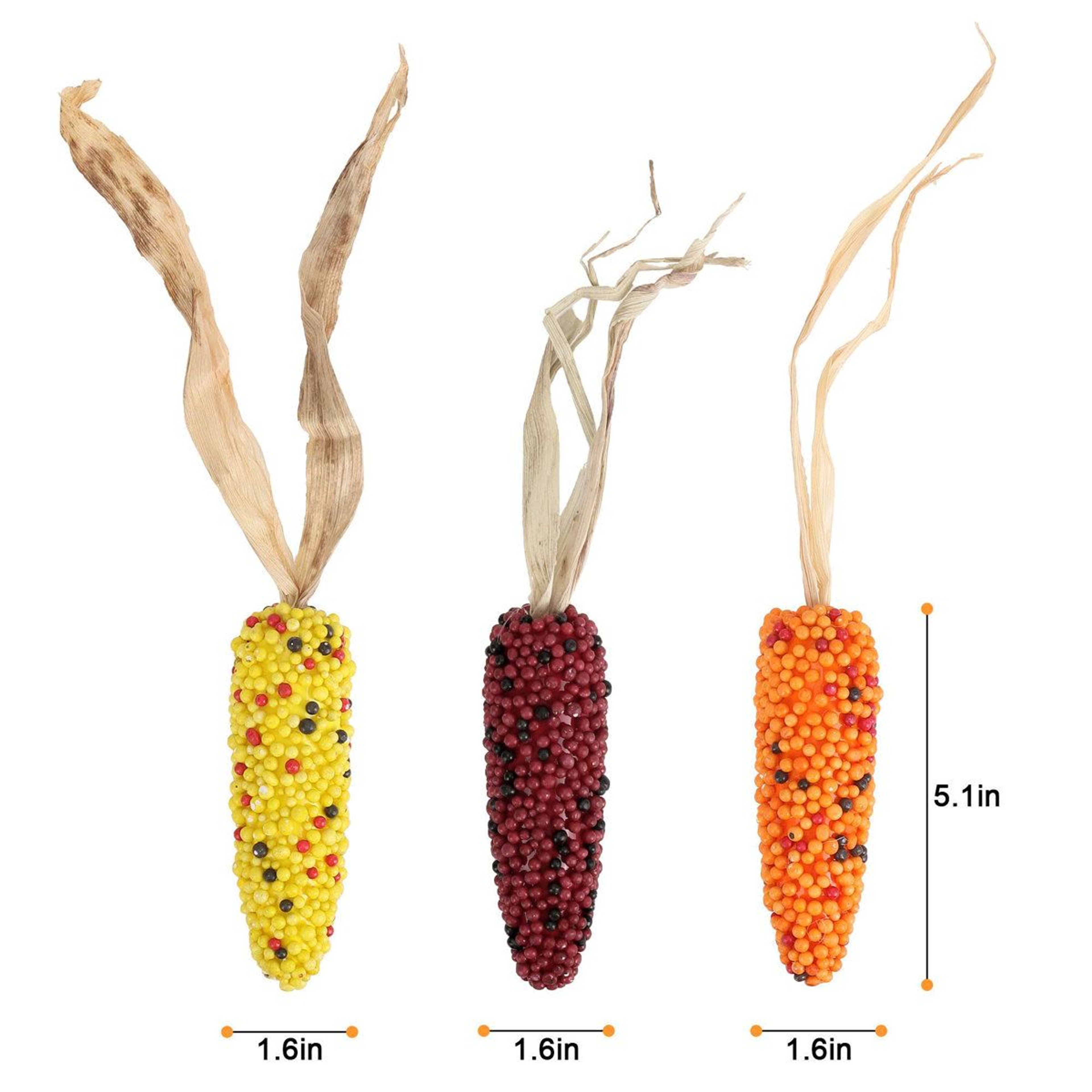 6Pack Artificial Corn Harvest Decorations In Yellow Red And Orange 1
