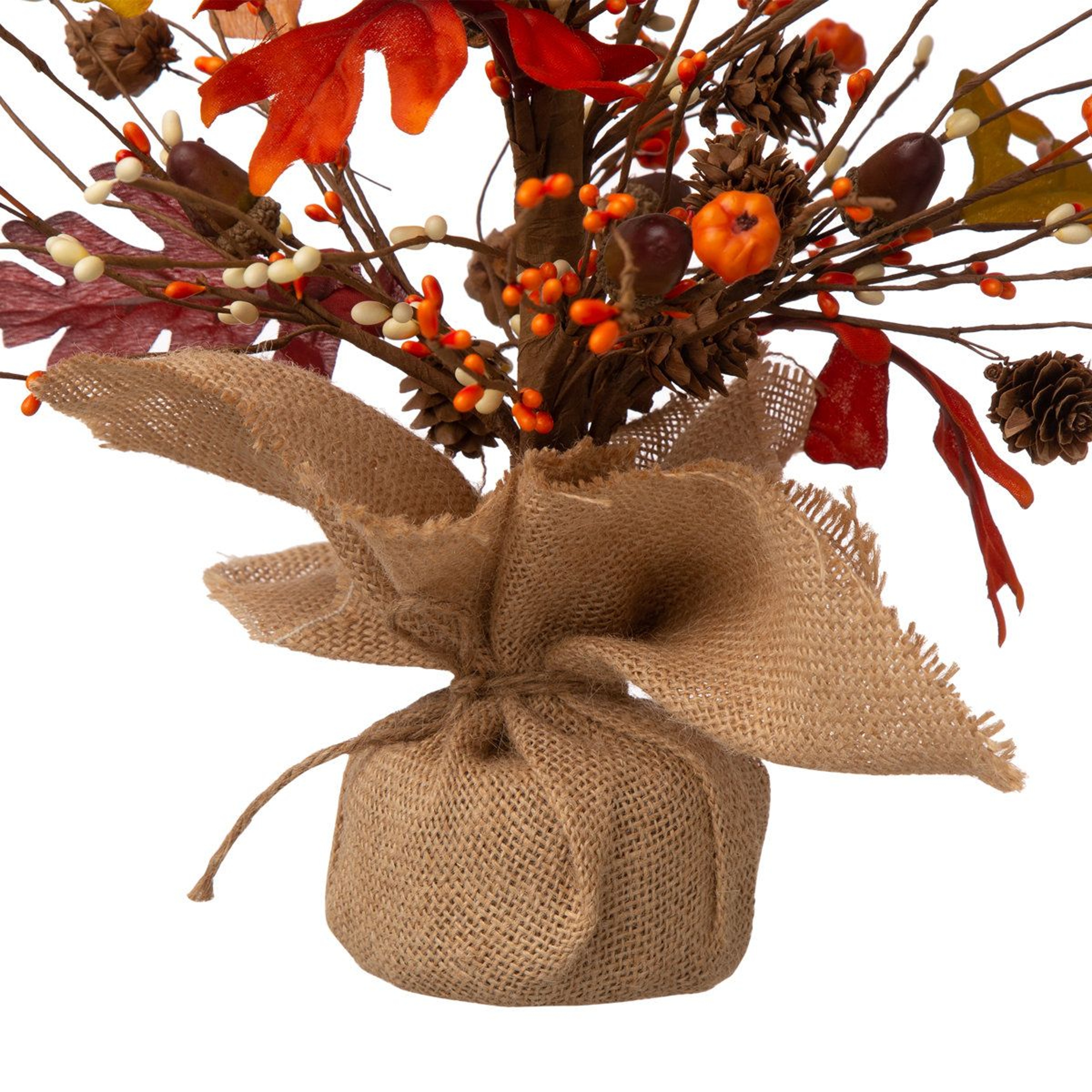 Autumn Tabletop Tree With Pumpkins Berries Pinecones And Maple Leaves 2