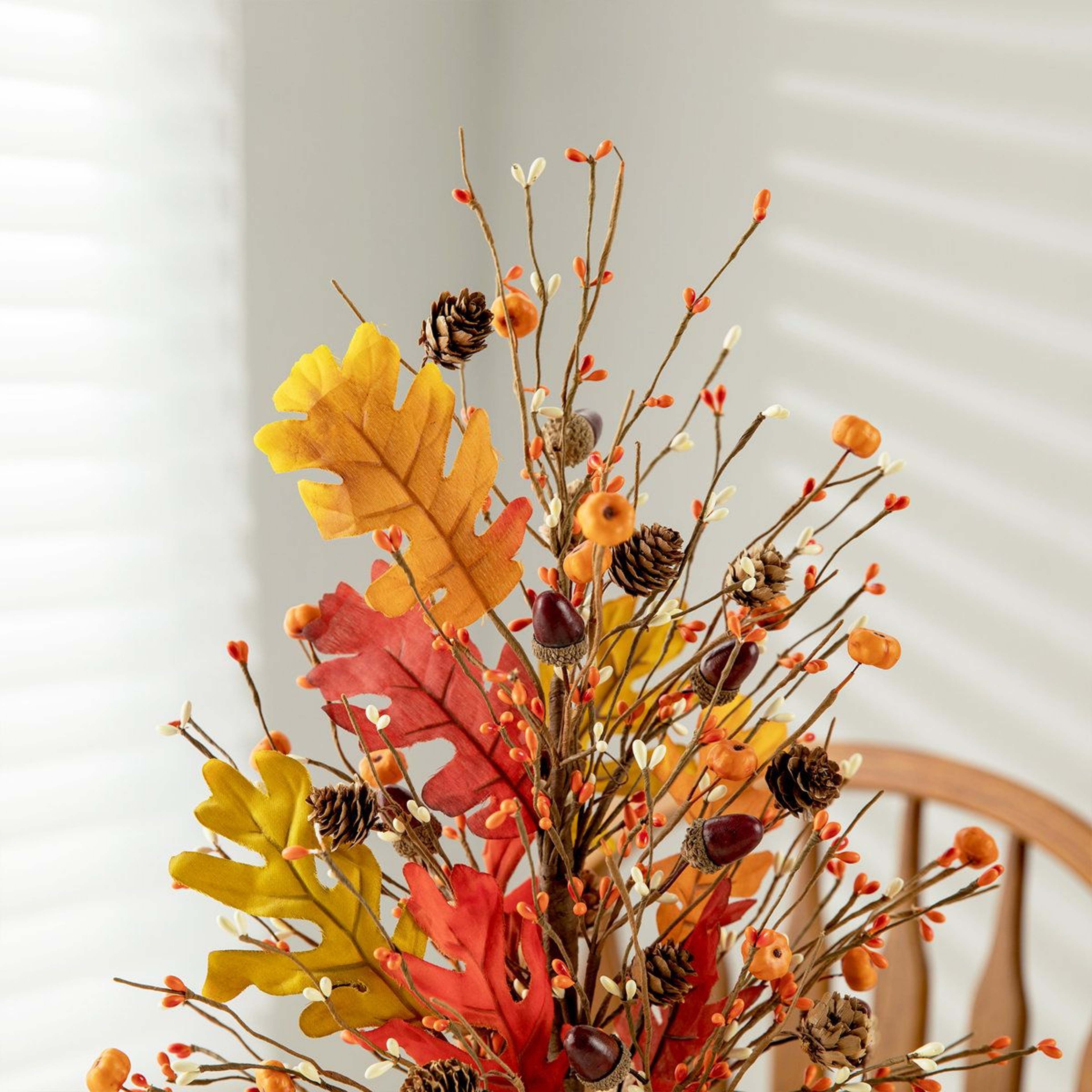 Autumn Tabletop Tree With Pumpkins Berries Pinecones And Maple Leaves 10