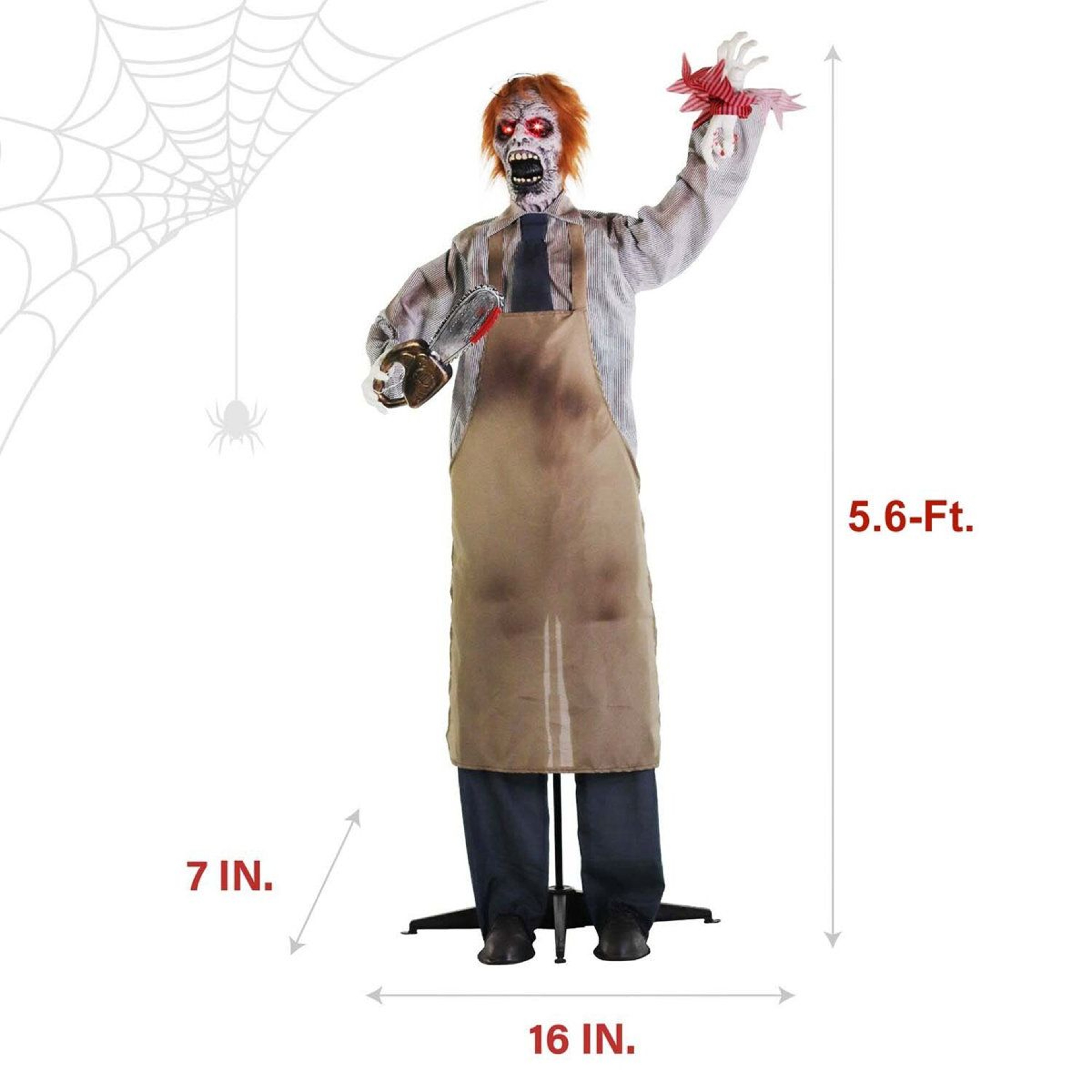 67 In Chainsaw Zombie Animatronic With Motion Sound And Red LED Eyes 1