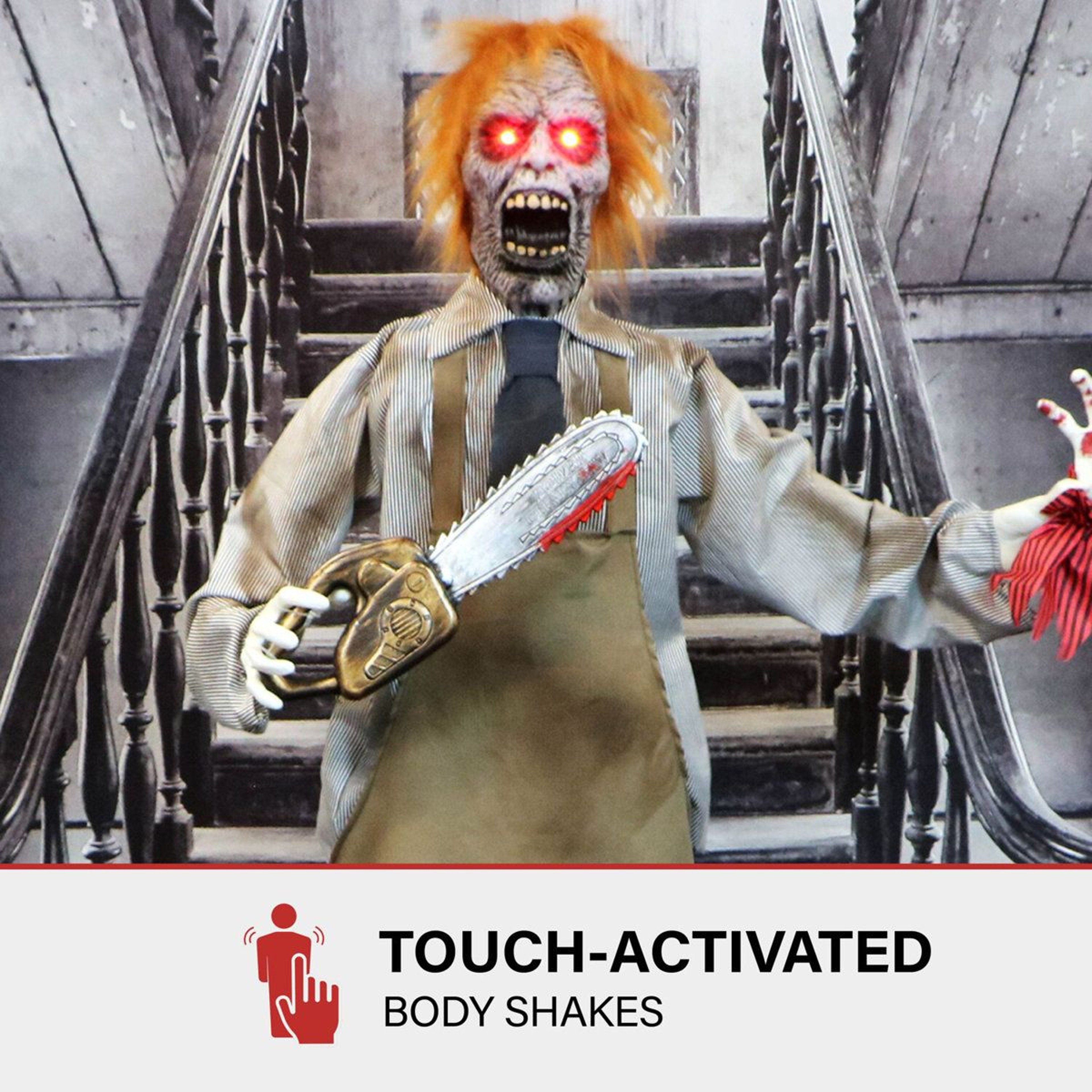 67 In Chainsaw Zombie Animatronic With Motion Sound And Red LED Eyes 10