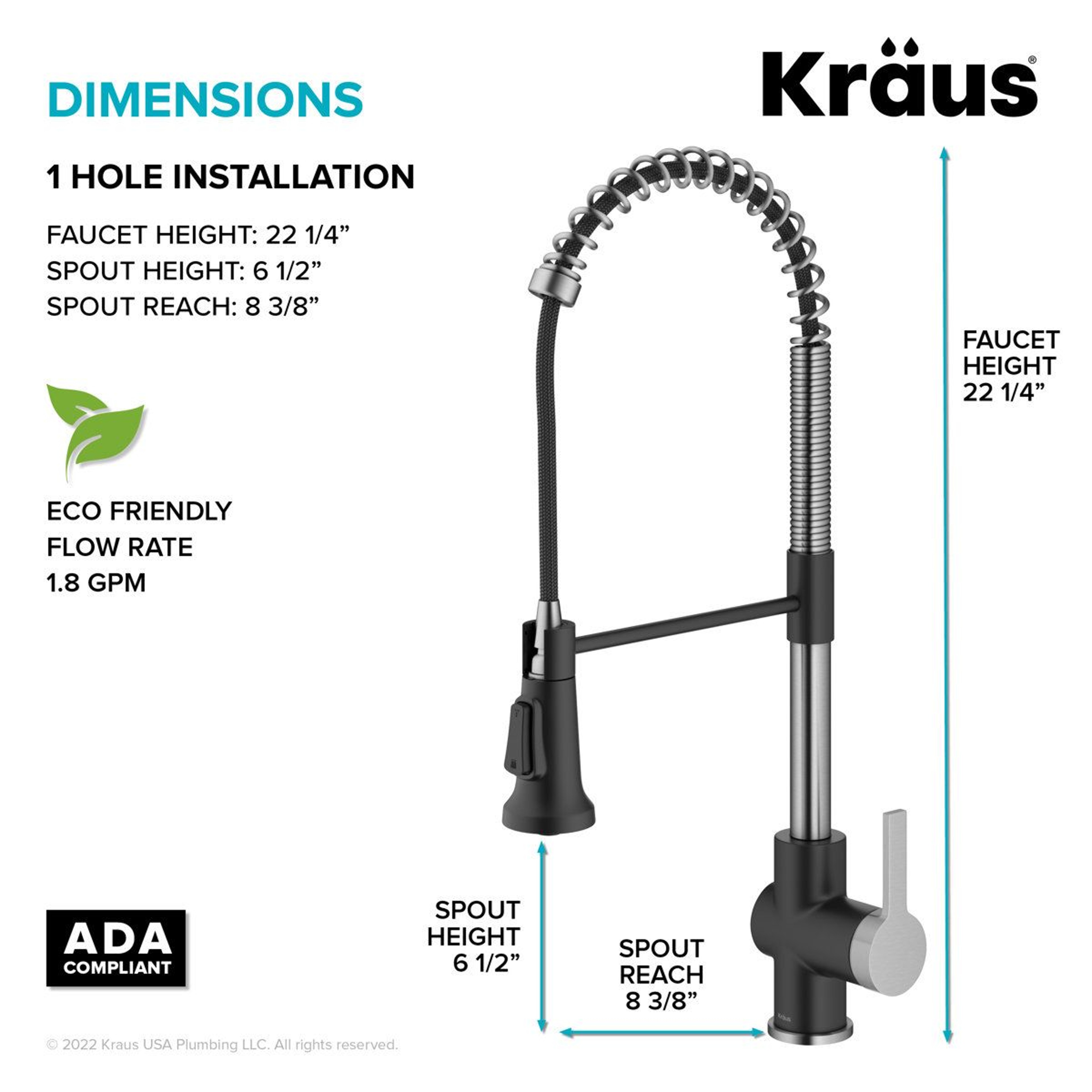 Commercial Style Single Handle Pull Down Kitchen Faucet With High Arc Spout 1