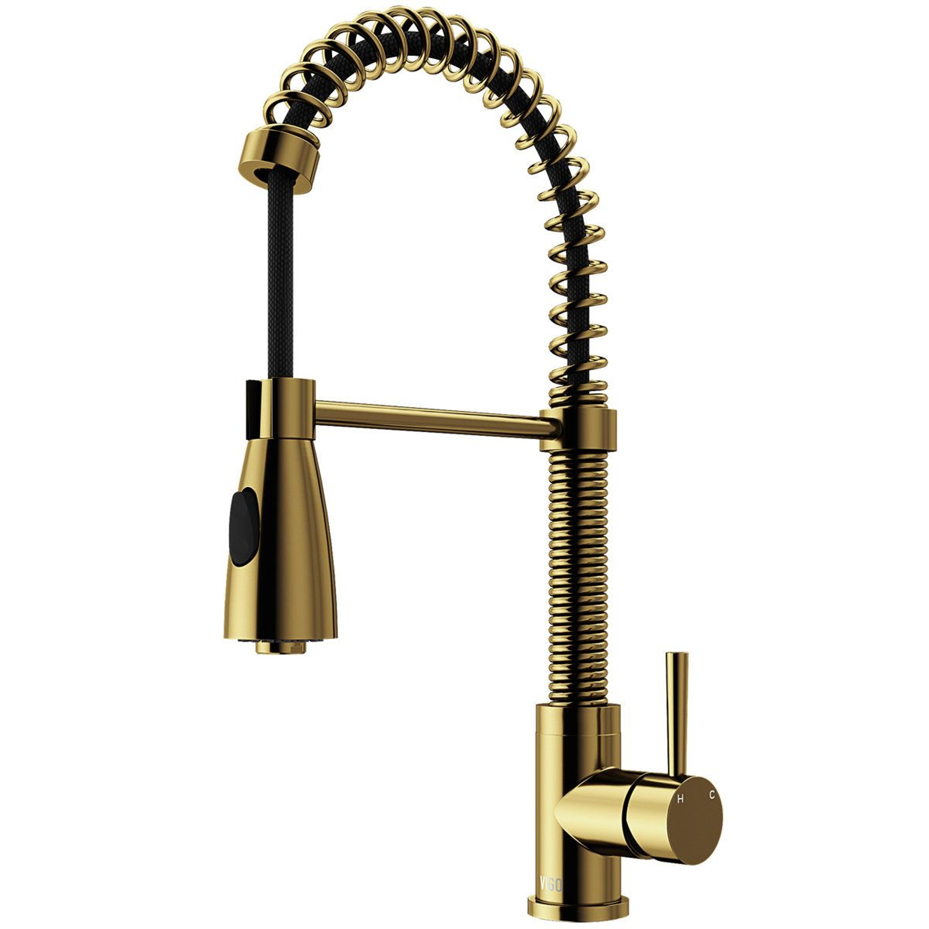 19 H Open Coil Pull Down Single Handle Kitchen Faucet Dual Spray High Arc Brass 0