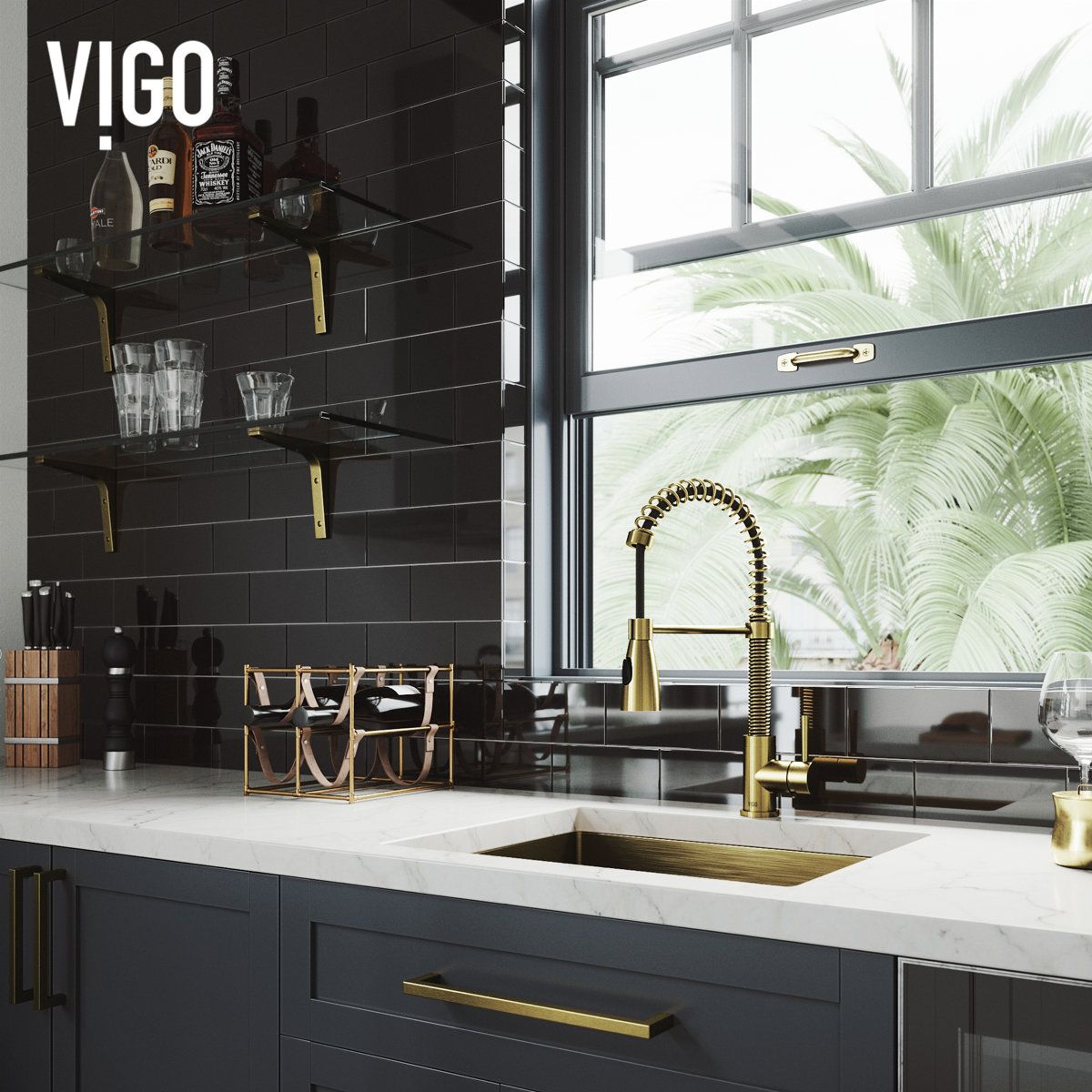 19 H Open Coil Pull Down Single Handle Kitchen Faucet Dual Spray High Arc Brass 2