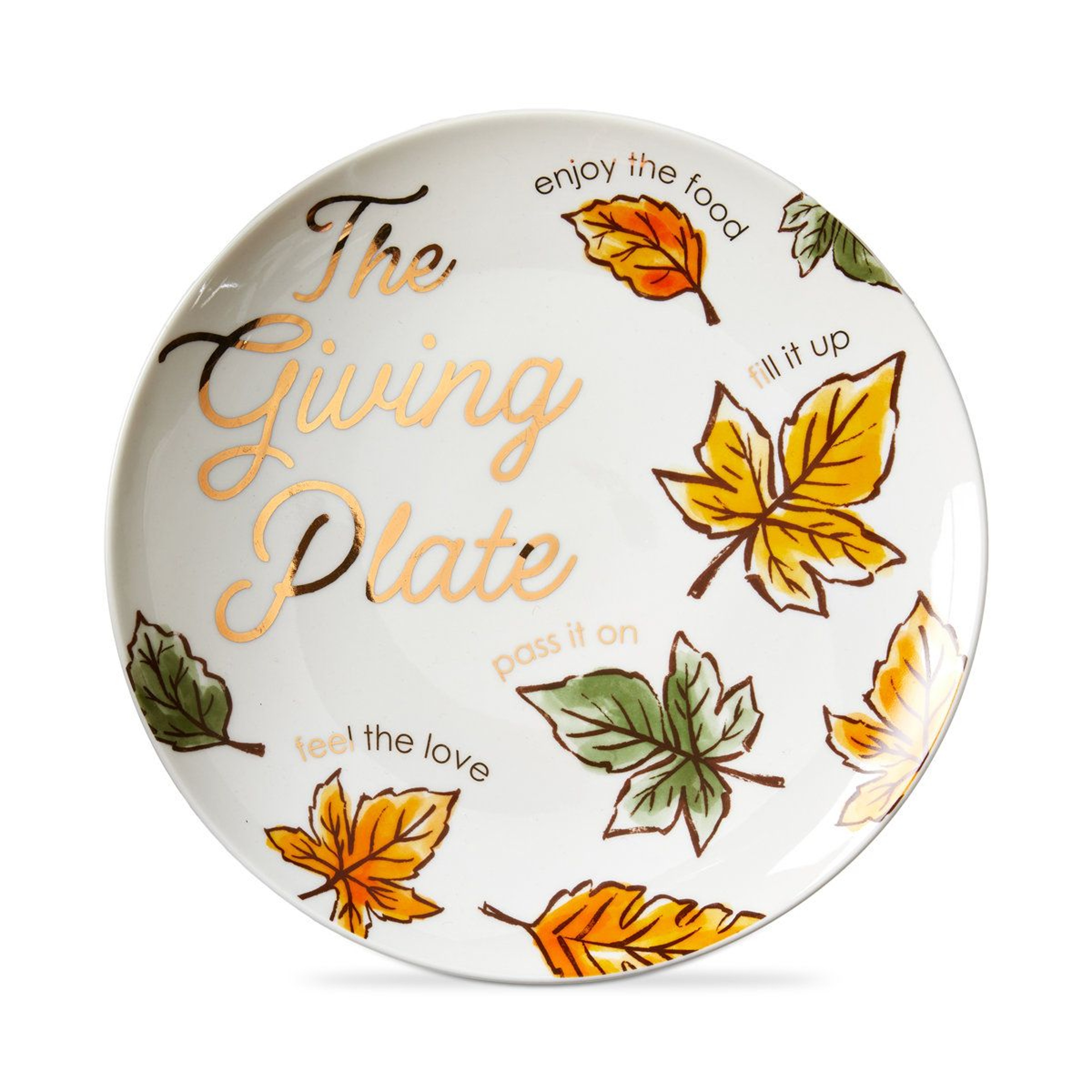 The Giving Plate 12 Inch Round Ceramic Dinner Plate With Gold Accents 0