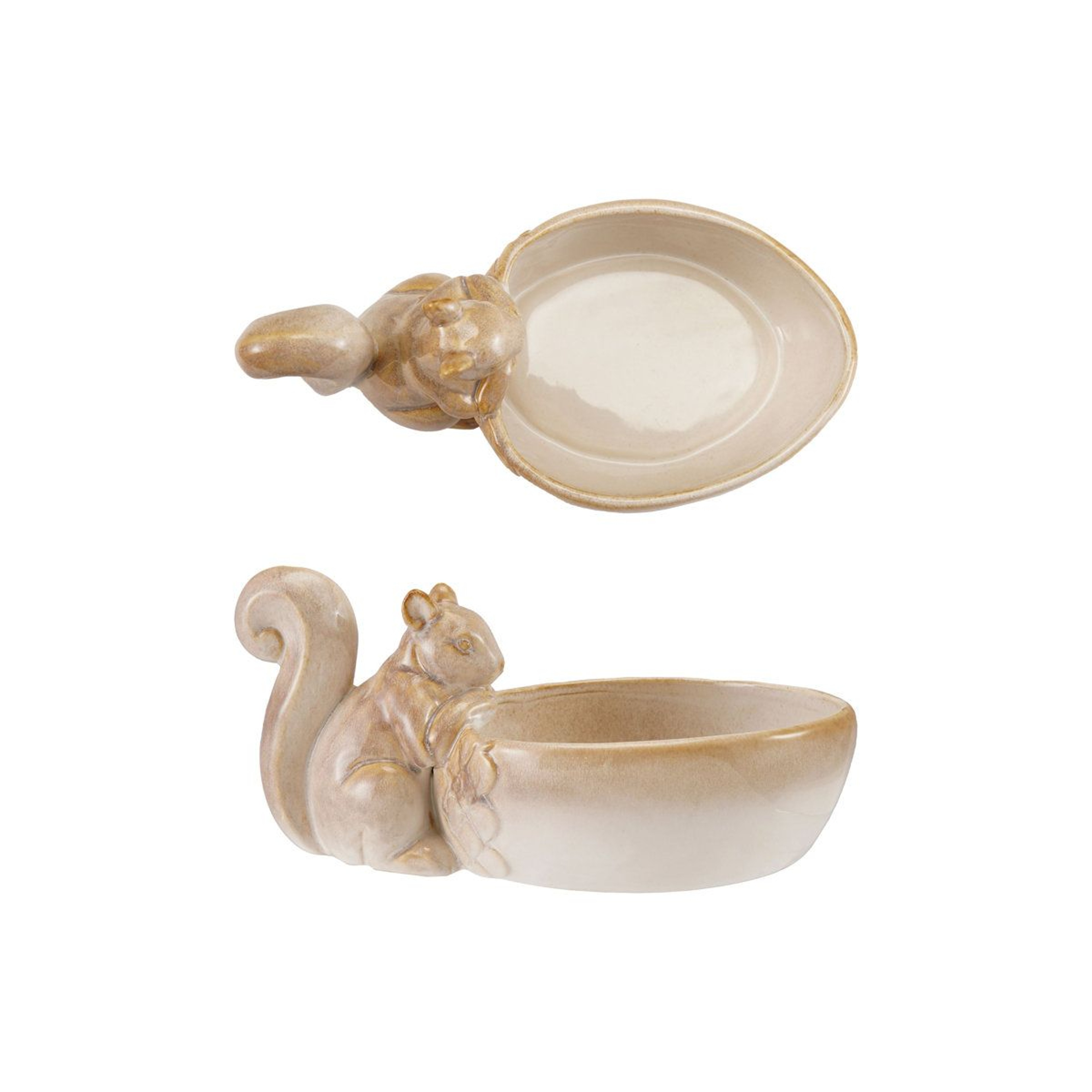Stoneware Oval Squirrel Bowl In Cream 0