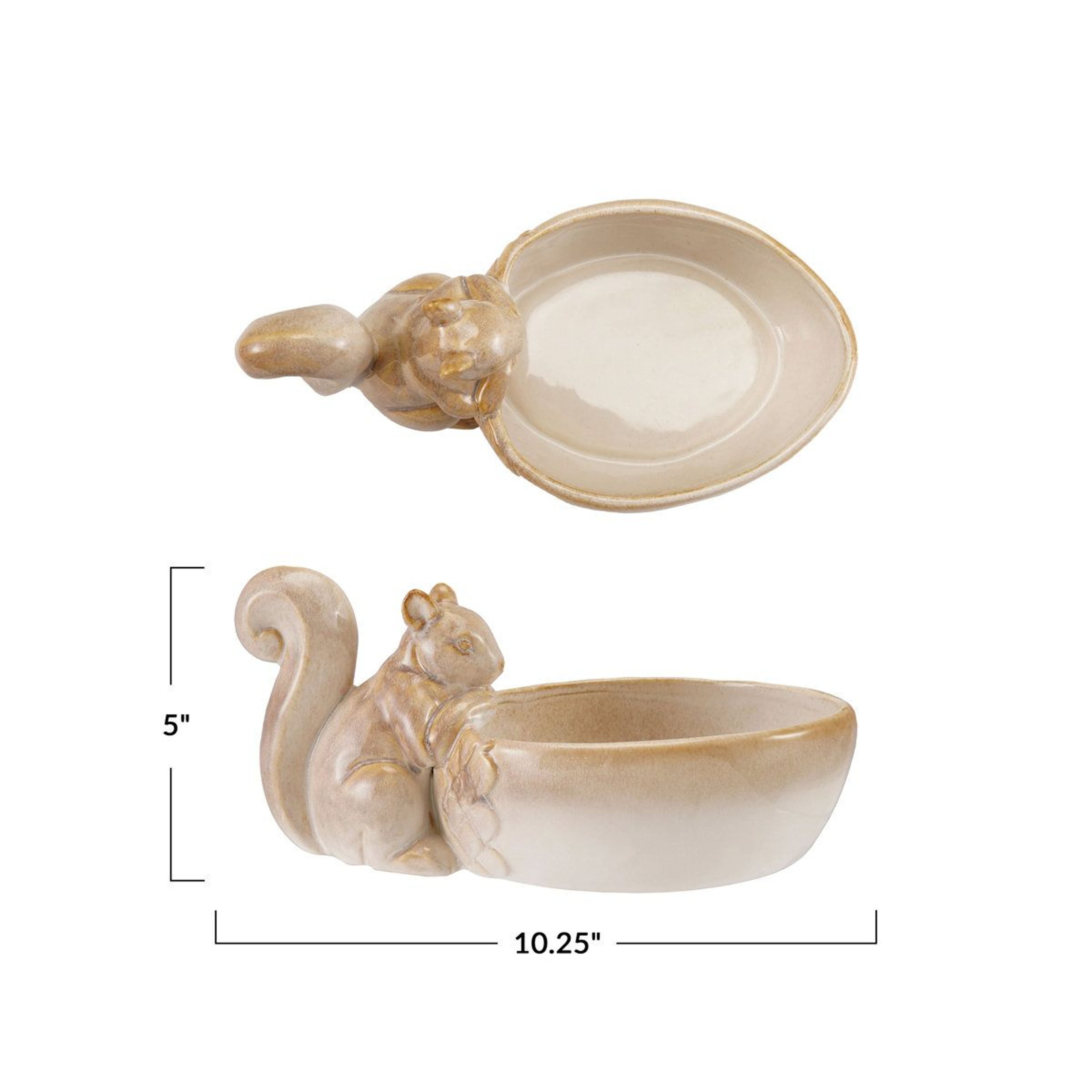 Stoneware Oval Squirrel Bowl In Cream 1