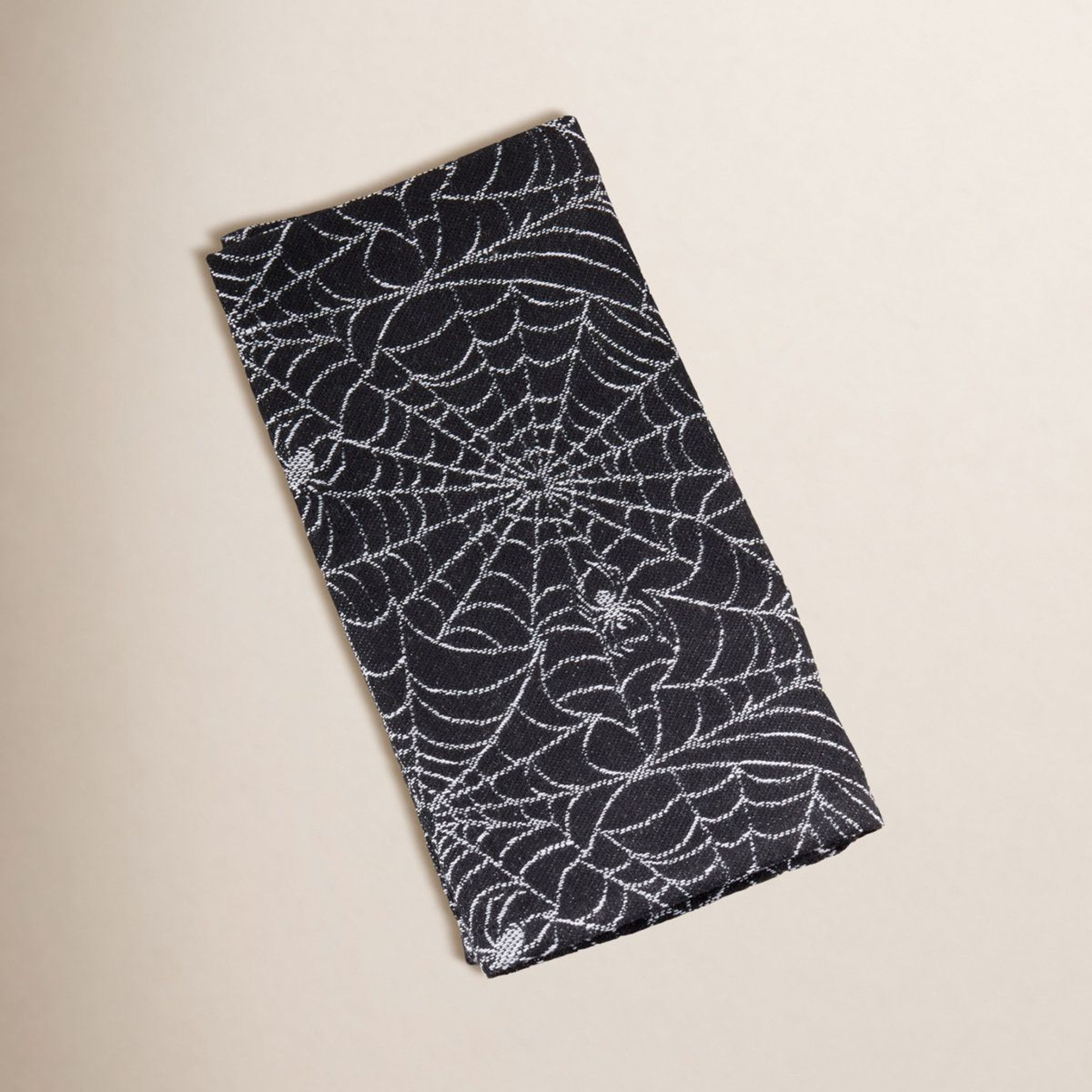 Black Recycled Jacquard Spider Web Napkins Set Of 4 0