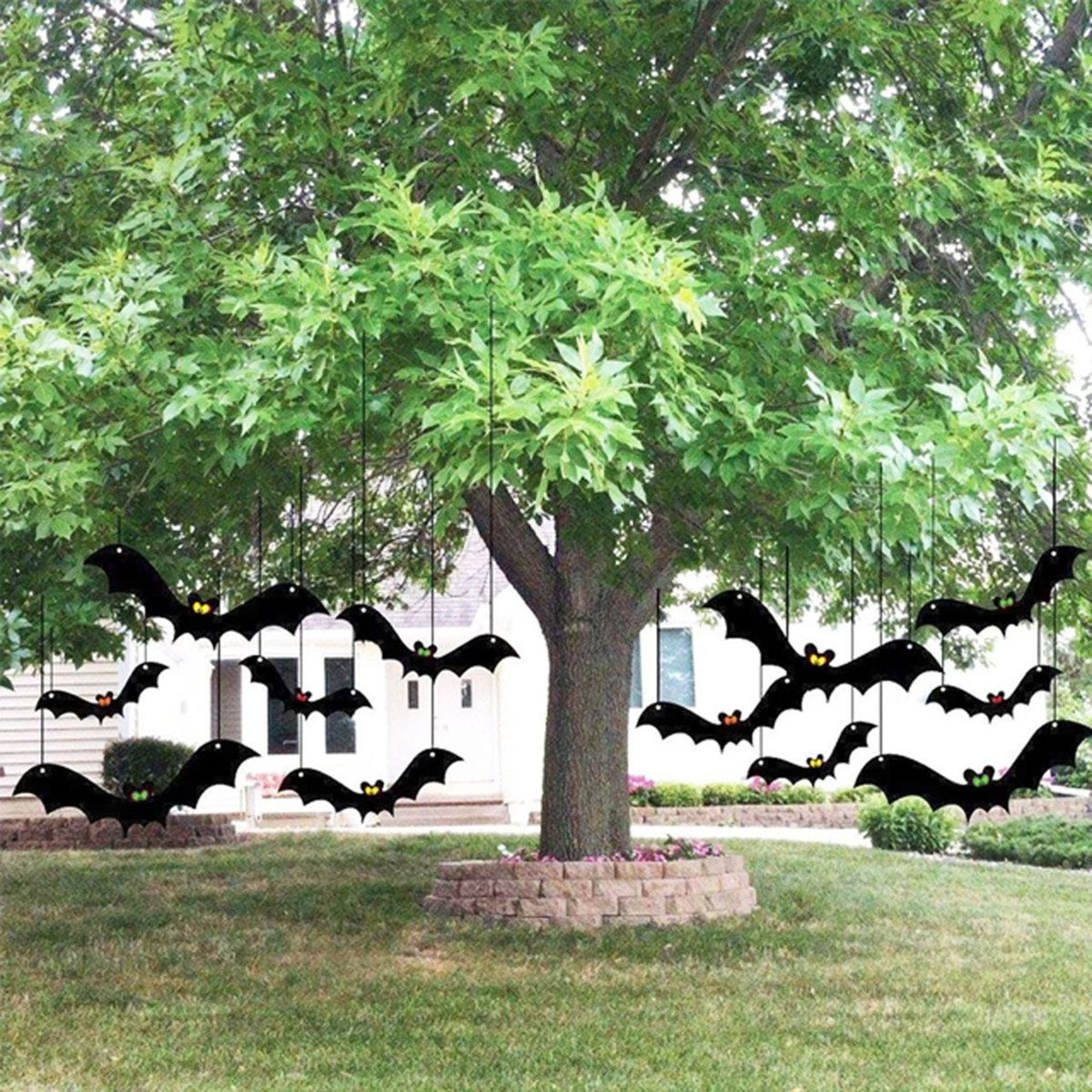 Halloween Hanging Bat Decorations Set Of 12 Black Indoor Outdoor Bats 0