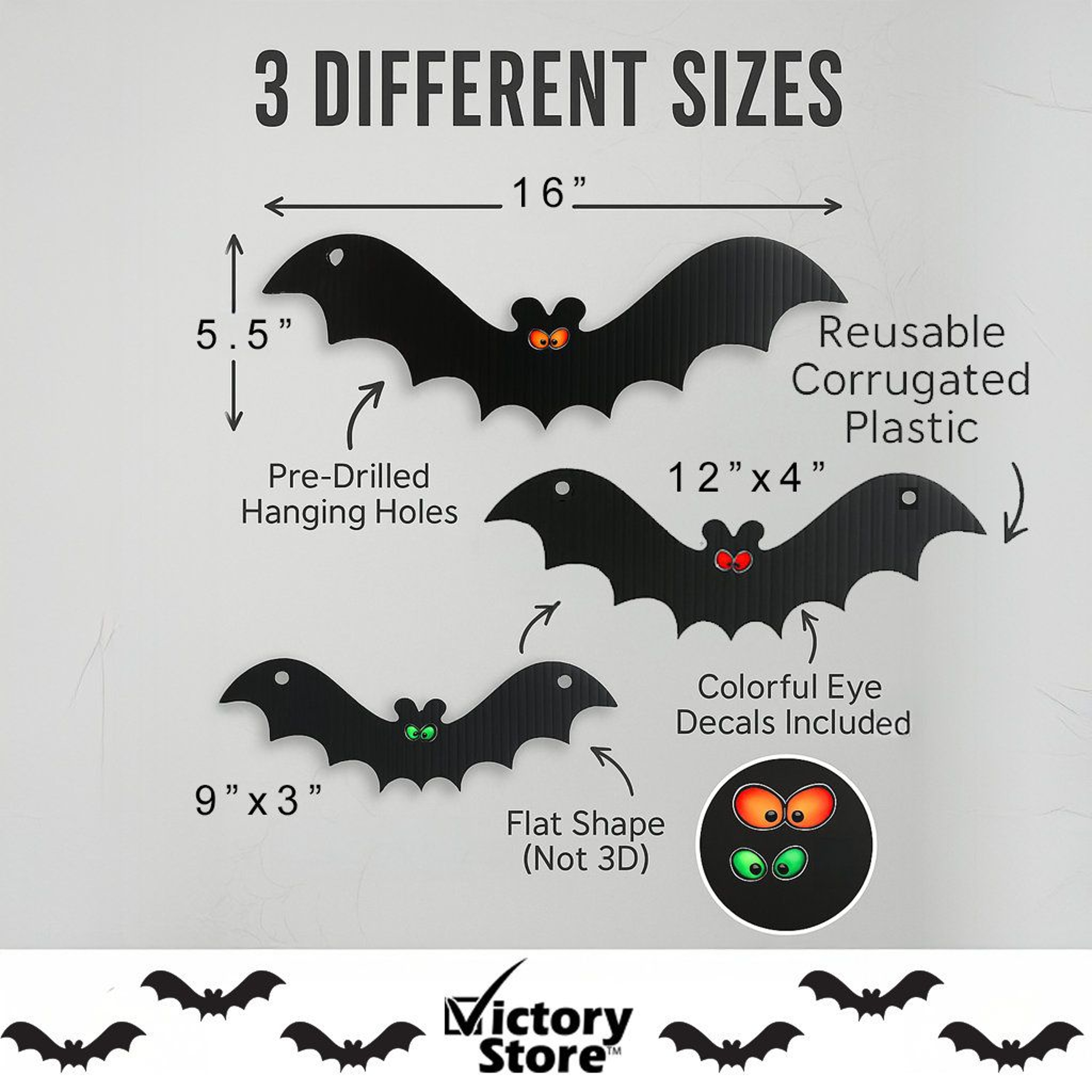 Halloween Hanging Bat Decorations Set Of 12 Black Indoor Outdoor Bats 2