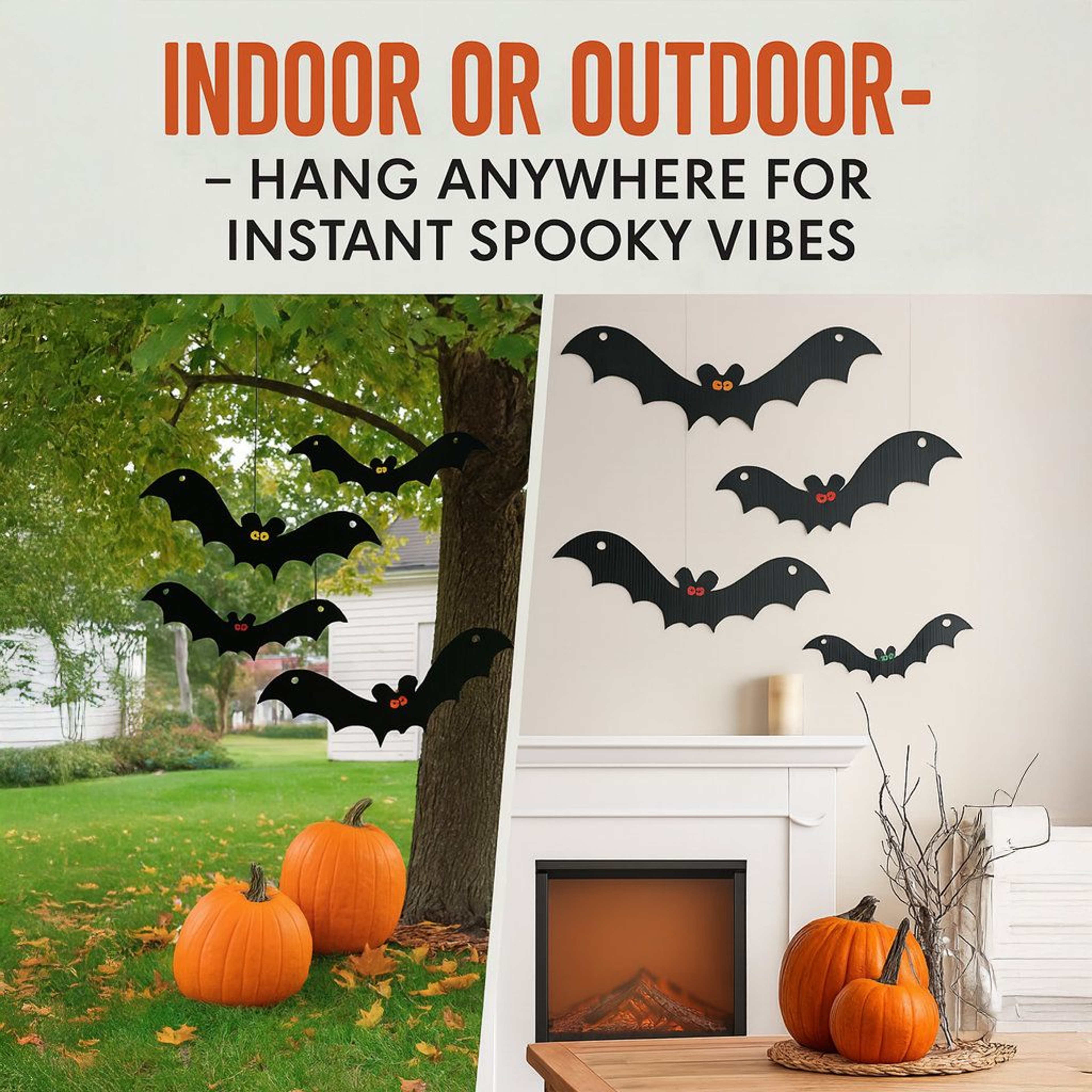 Halloween Hanging Bat Decorations Set Of 12 Black Indoor Outdoor Bats 4