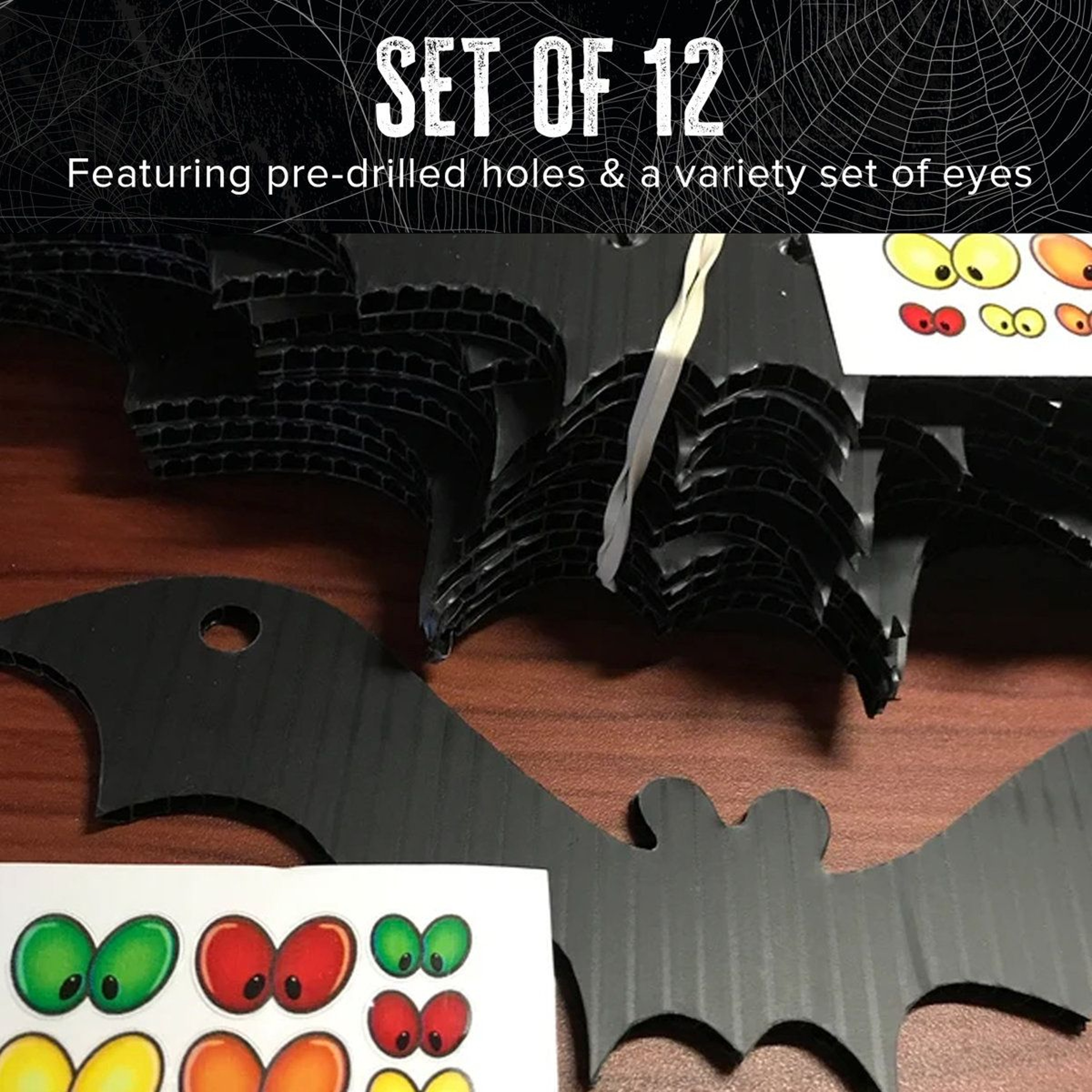Halloween Hanging Bat Decorations Set Of 12 Black Indoor Outdoor Bats 6