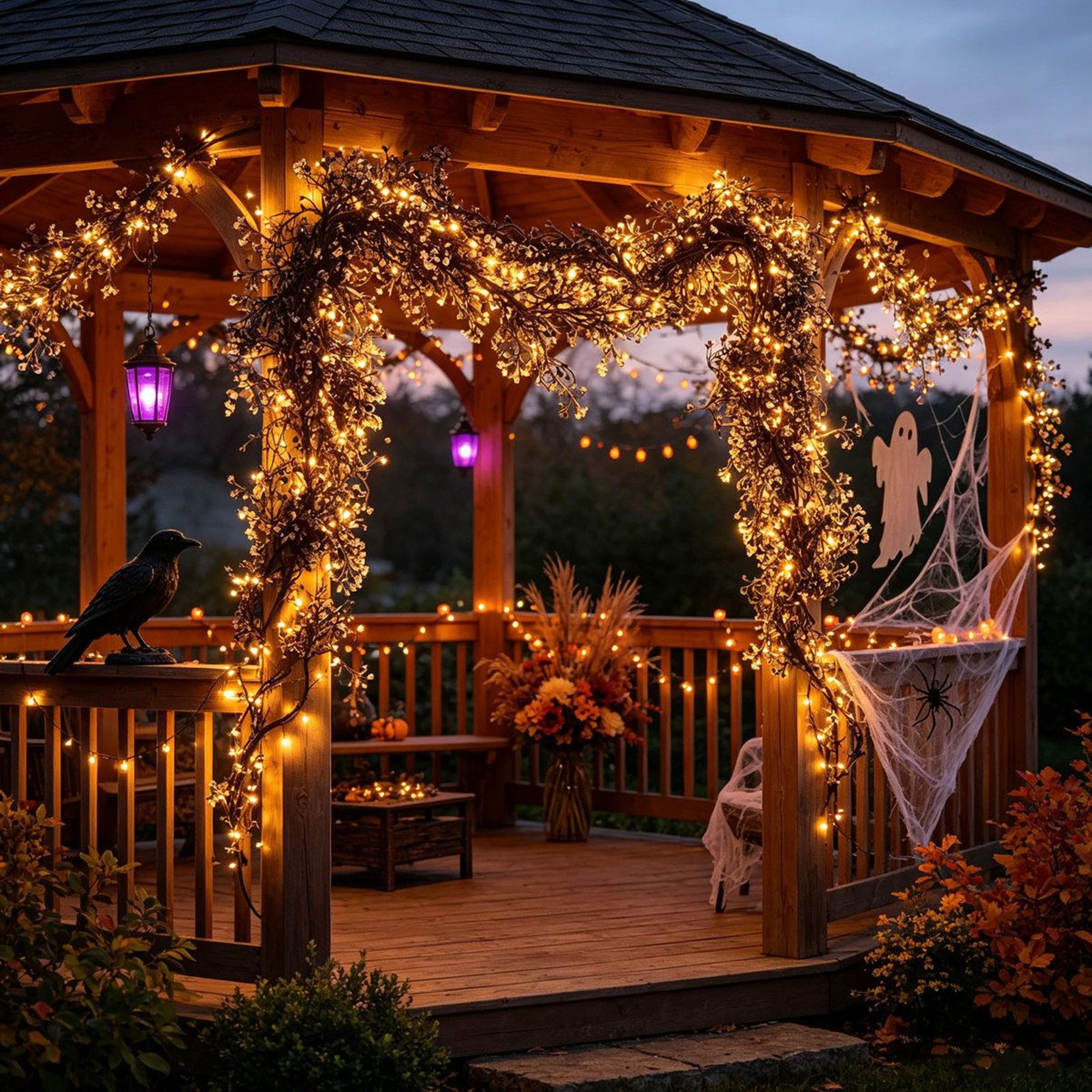 Halloween Glowing Artificial Rattan Garland With 708 Inch String Lights 2