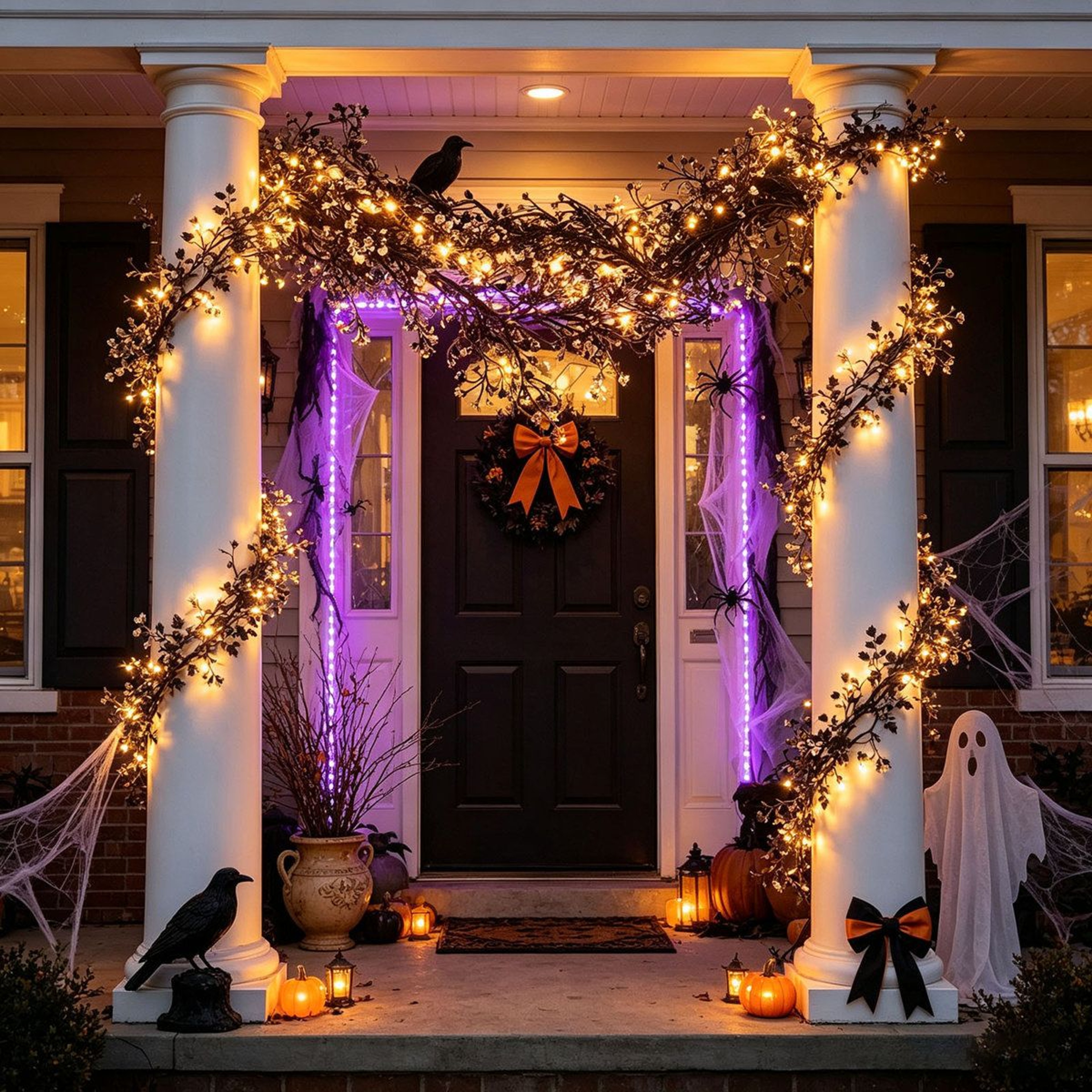 Halloween Glowing Artificial Rattan Garland With 708 Inch String Lights 3