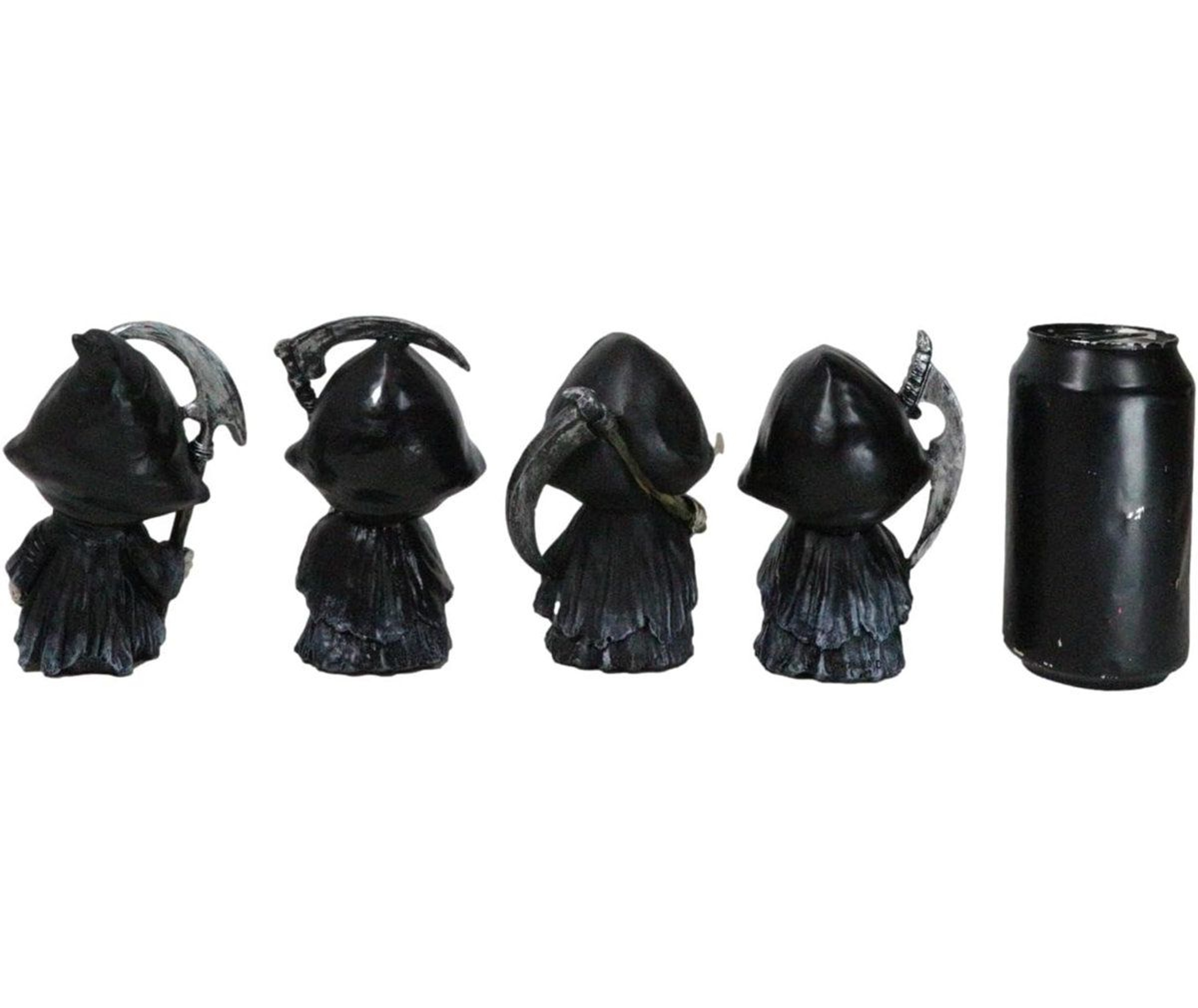 Grim Reaper Figurines Set Of 4 Chibi Skeleton Statues With Scythes 1