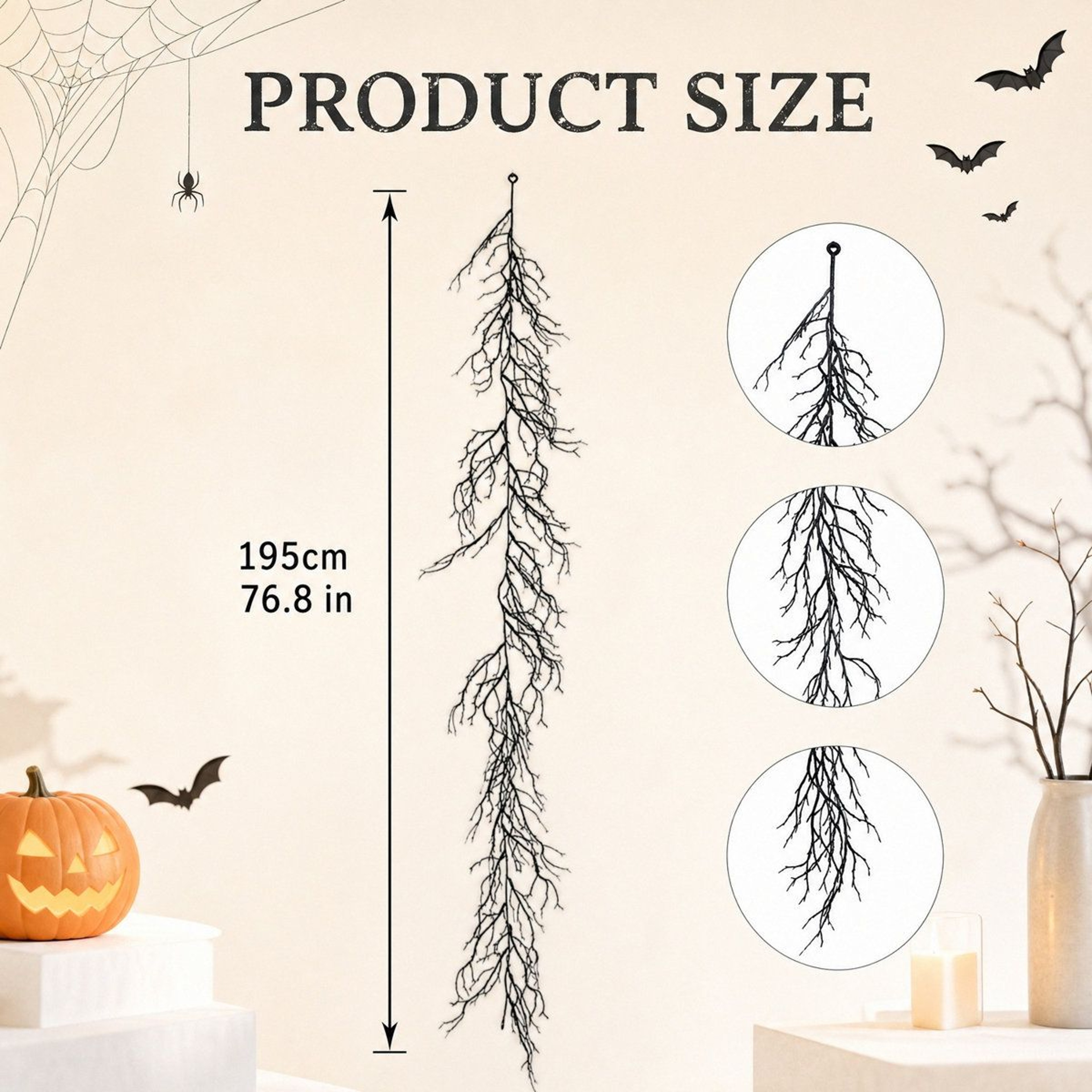 3Pack Black Halloween Twig Garlands 768Inch Artificial Spooky Branch Vines 2