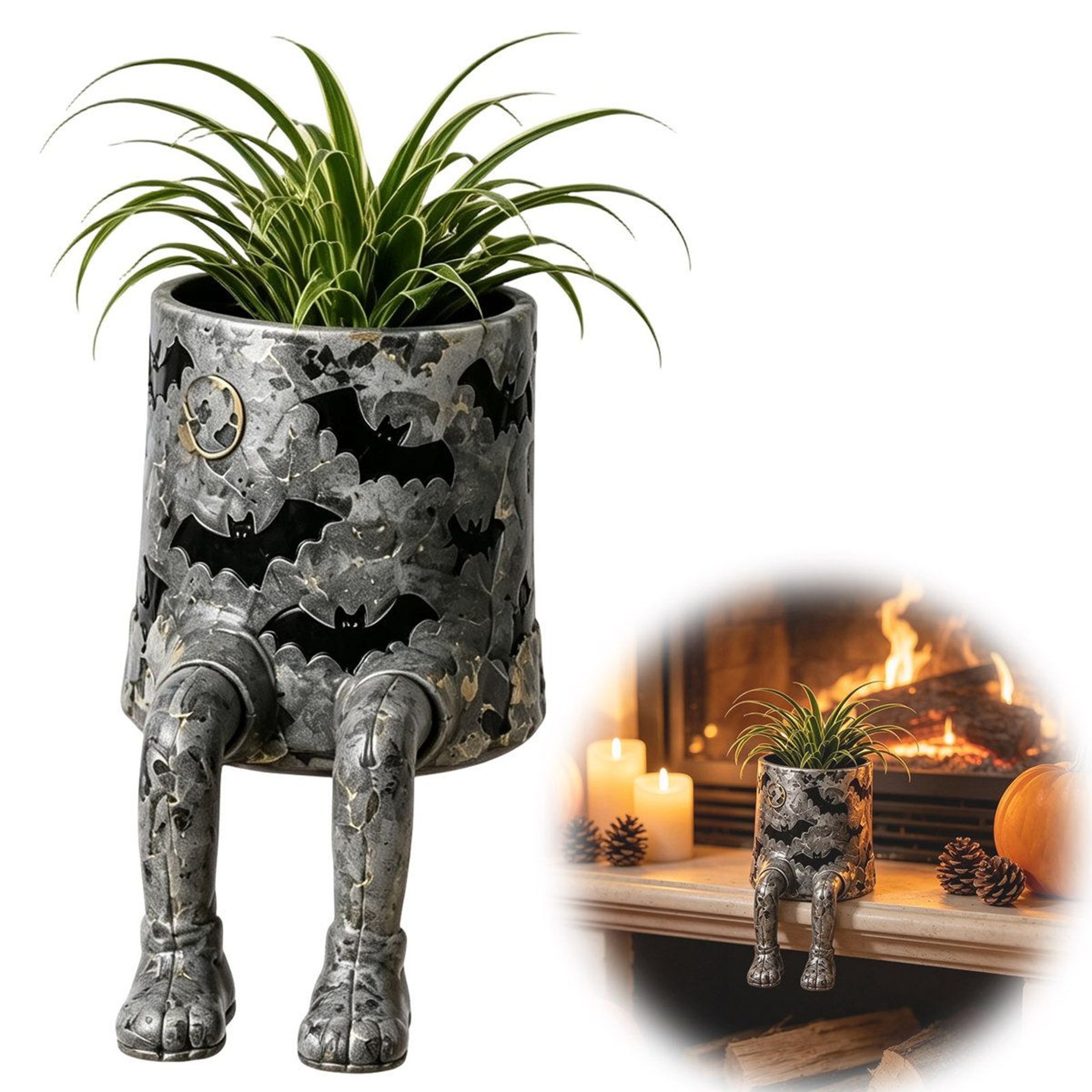 Halloween Dangling Leg Resin Planter Pot For Shelf And Desktop Decor 4