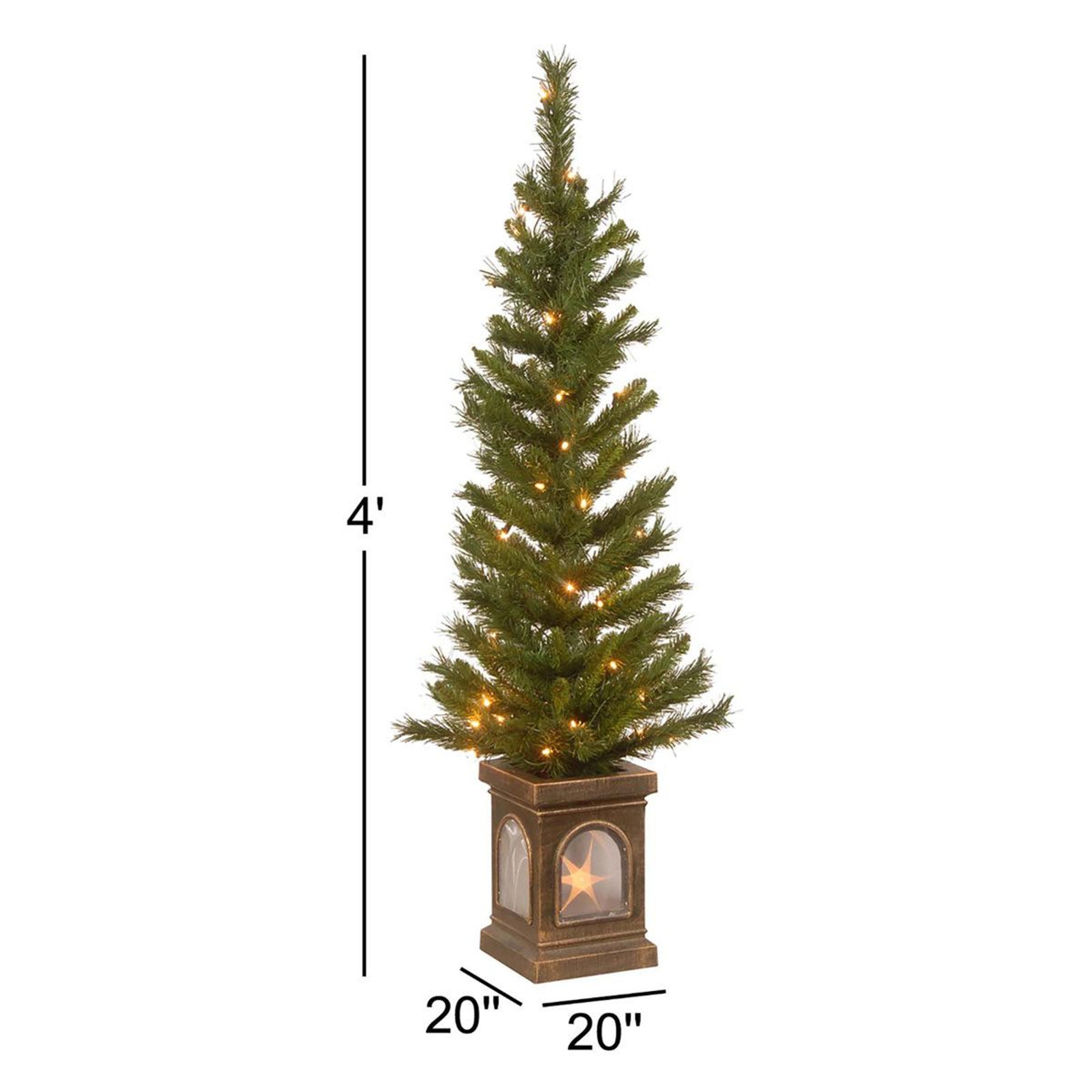 48Inch PreLit Artificial Pine Entrance Tree With 50 Clear Lights And Decorative Urn 2
