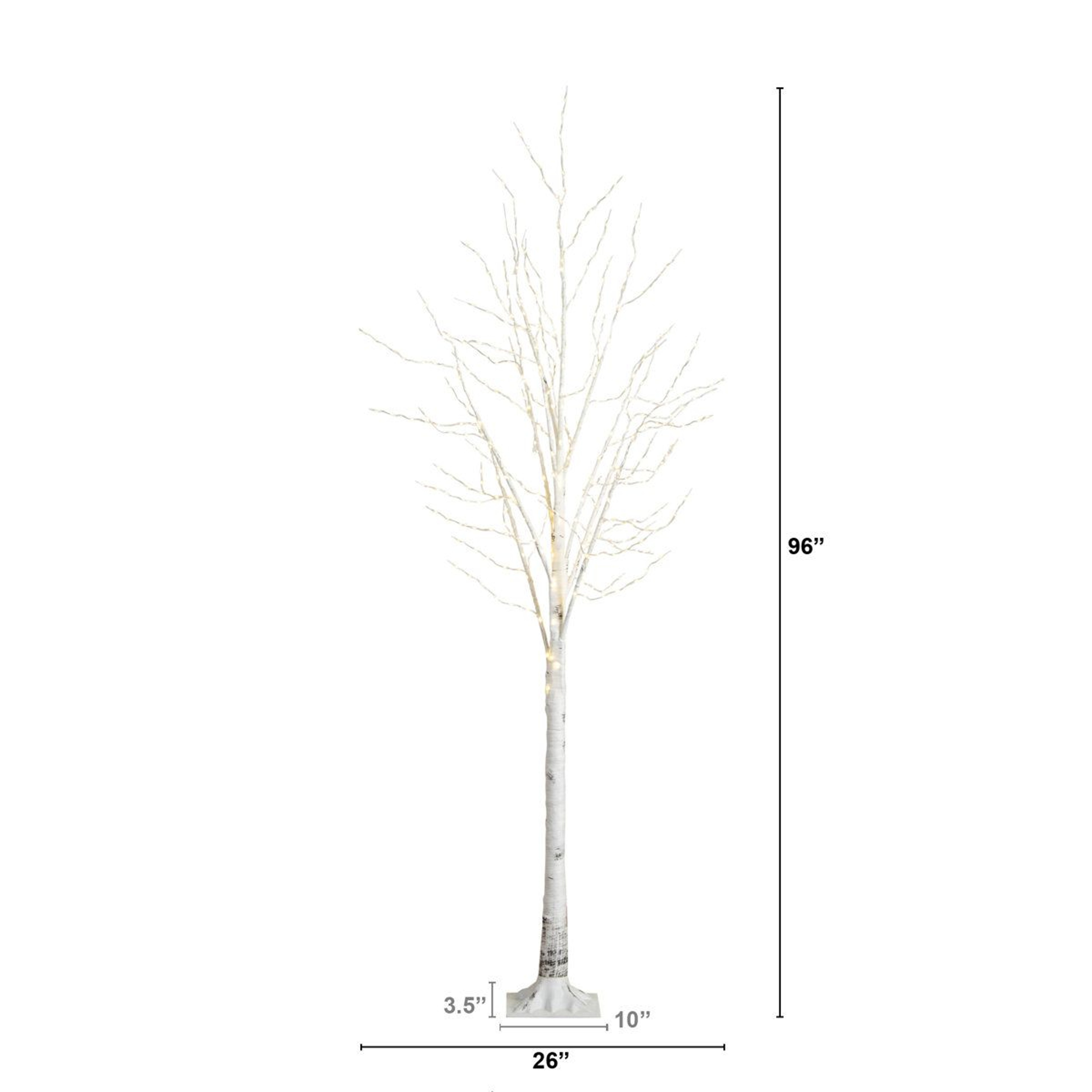 8 Ft PreLit Artificial White Birch Tree With 500 Warm White LED Lights 3