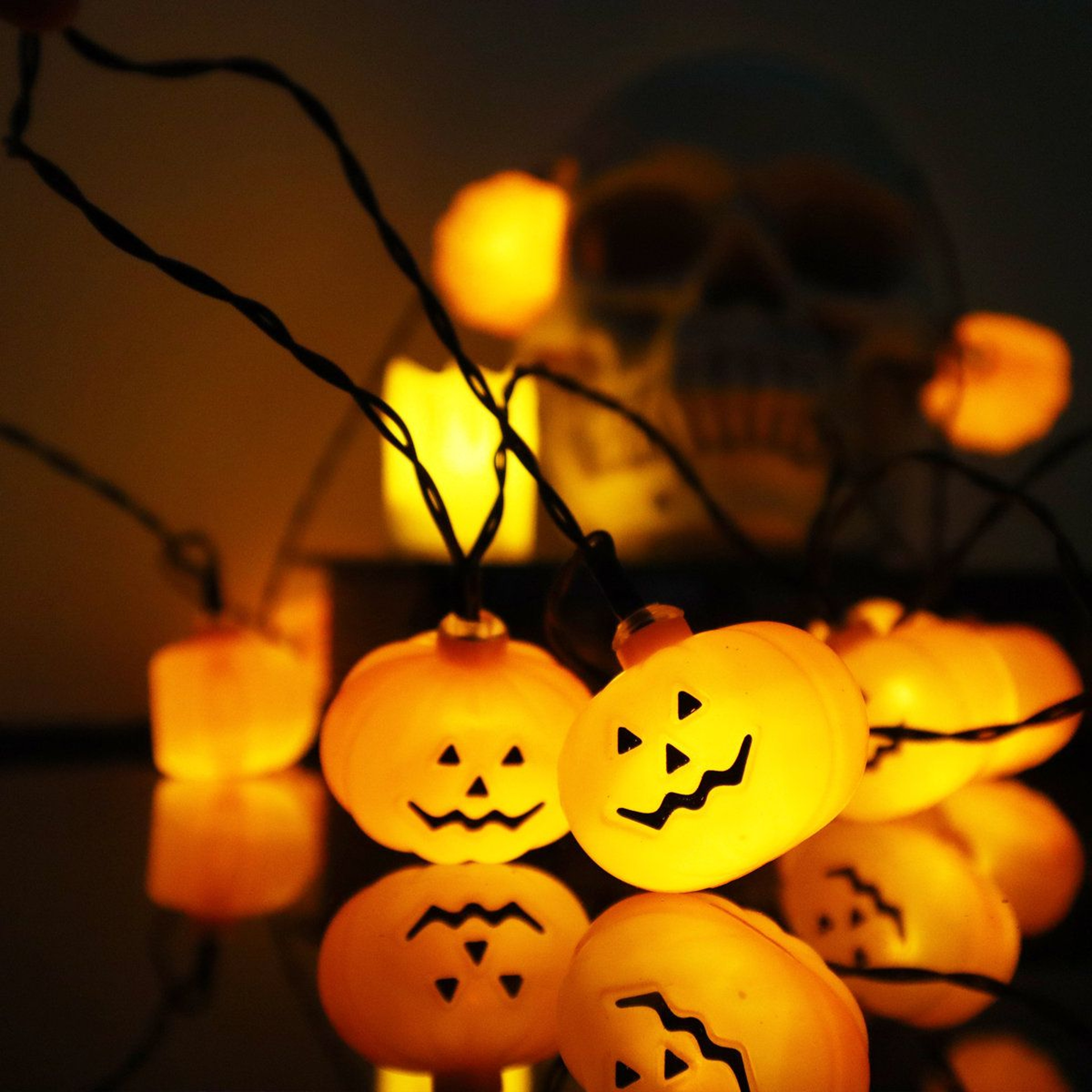 20 LED Pumpkin String Lights Battery Powered Warm Thanksgiving Decor 1
